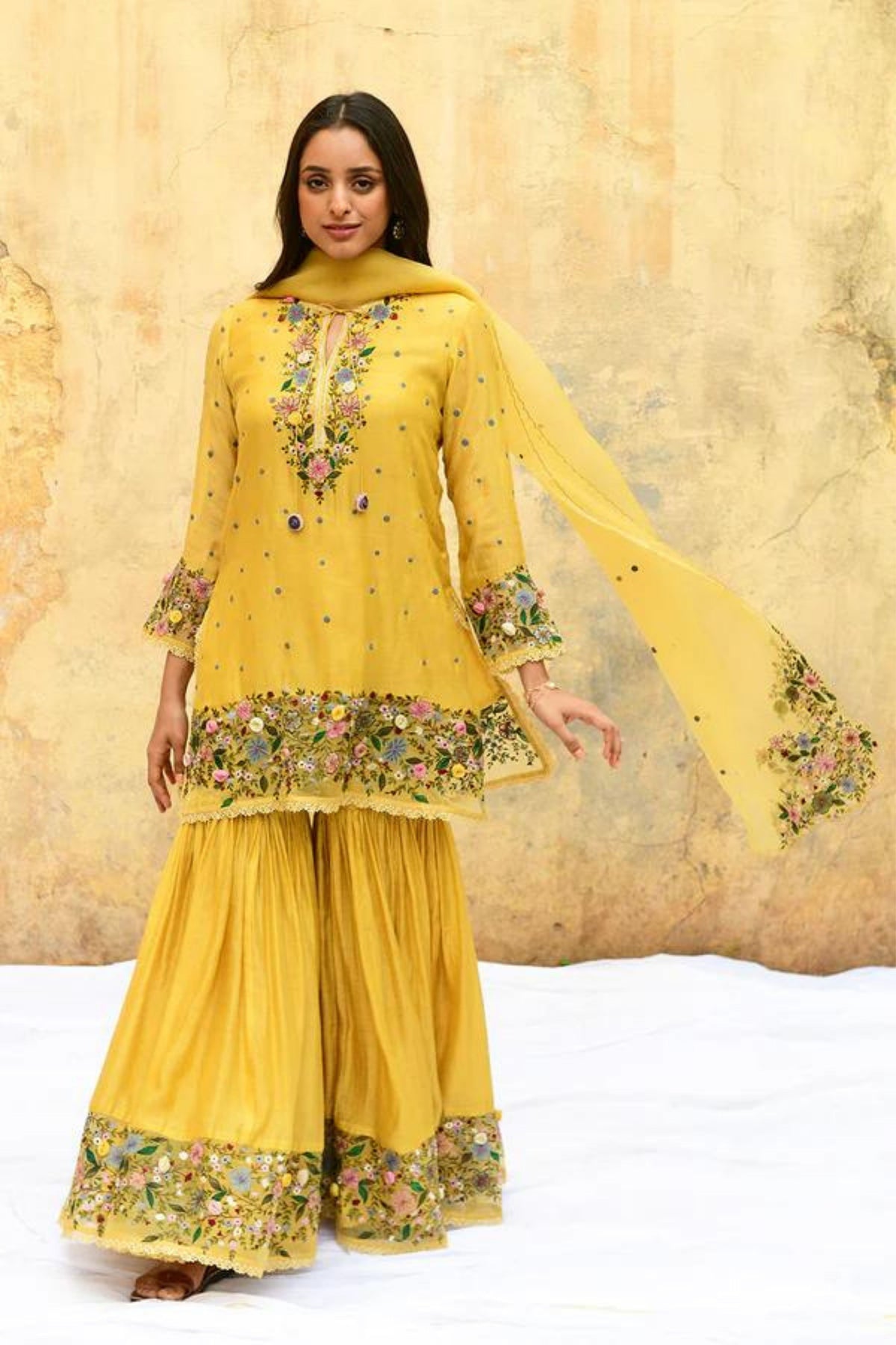 Yellow Orchid Sharara Set