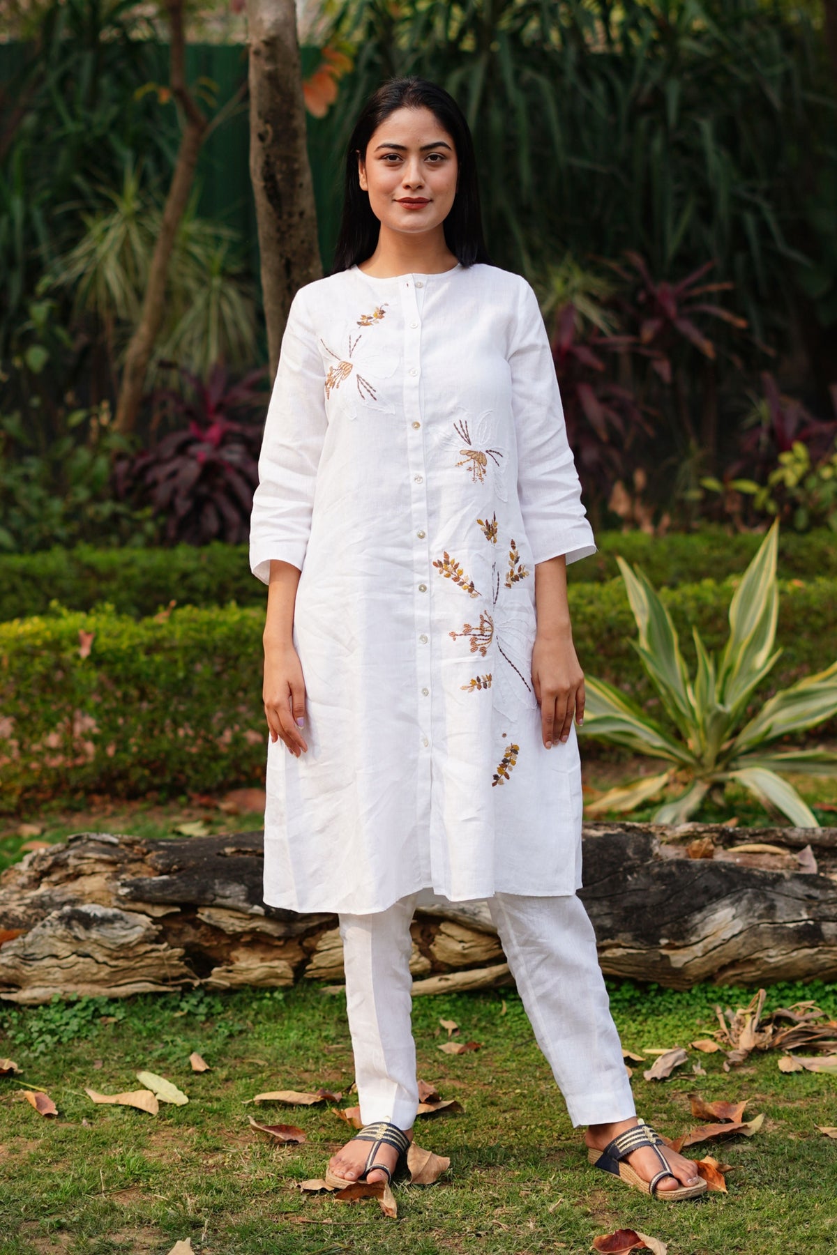 White Big Floral Tunic