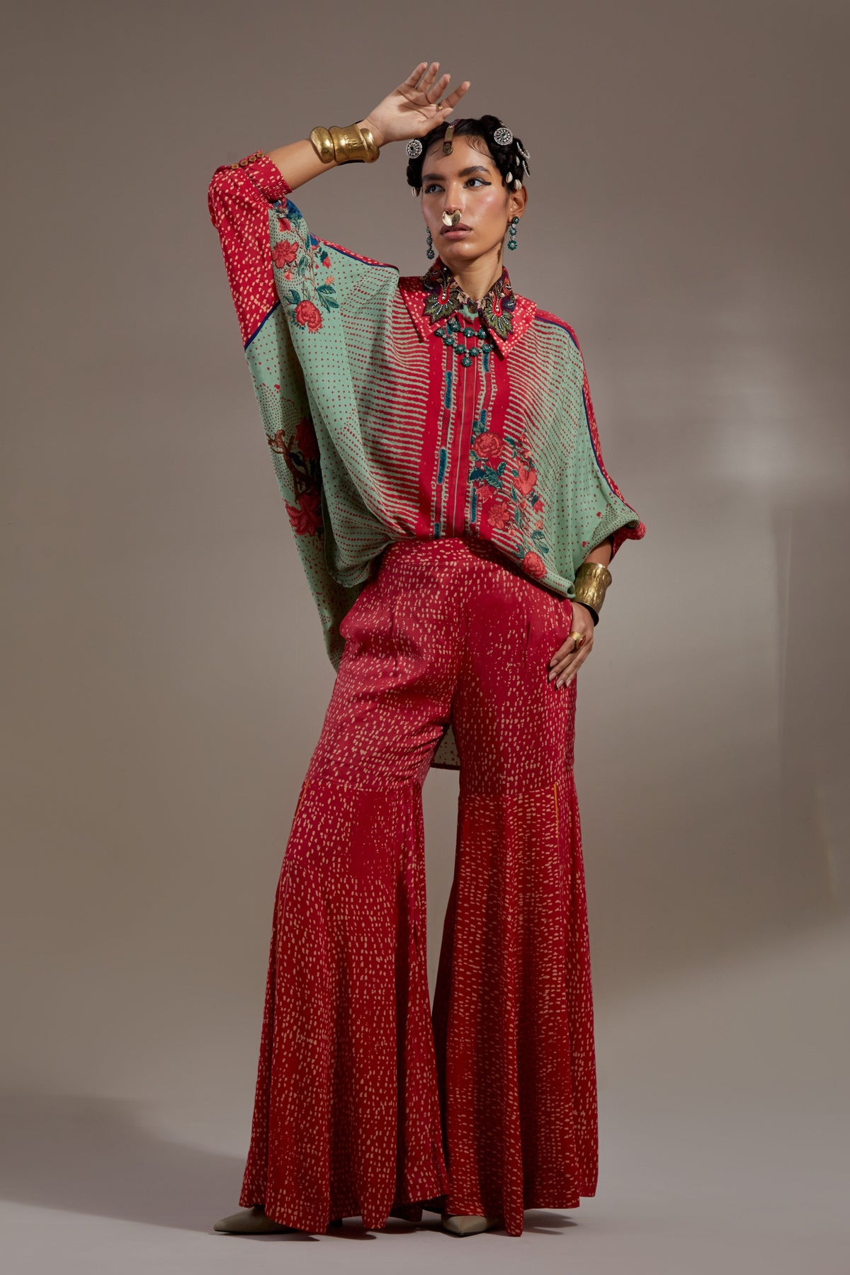 Ash Green Mandala Shirt Set