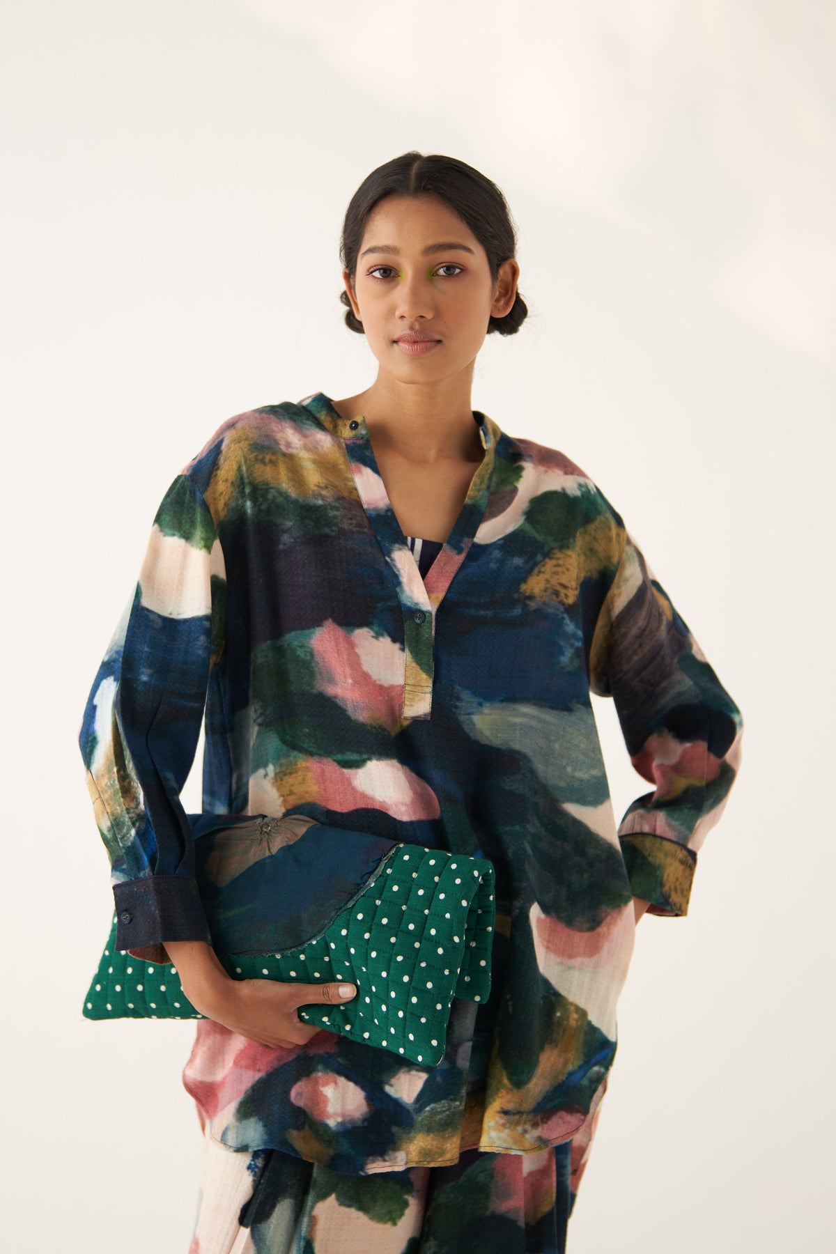 Green Sundae Polka Quilted Bag