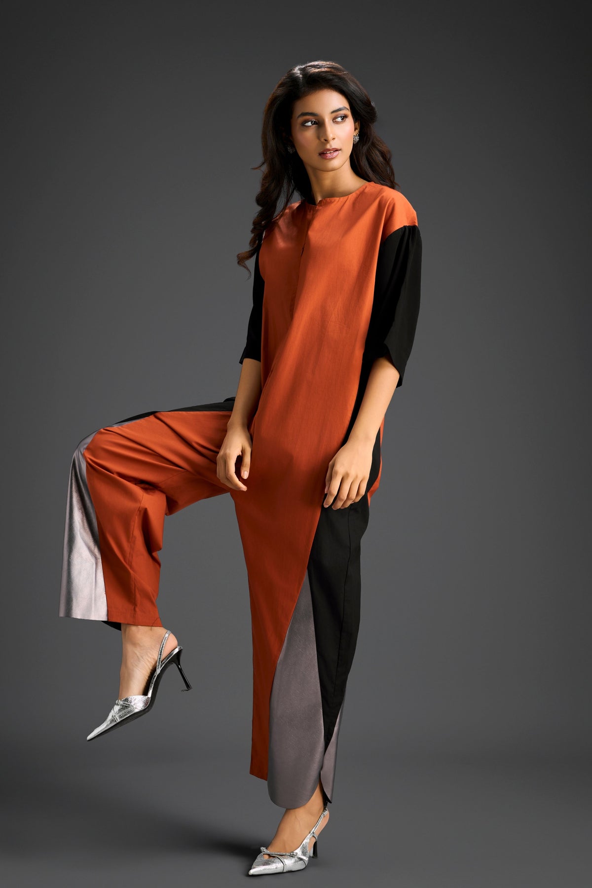 Colorblock Jumpsuit in Rust