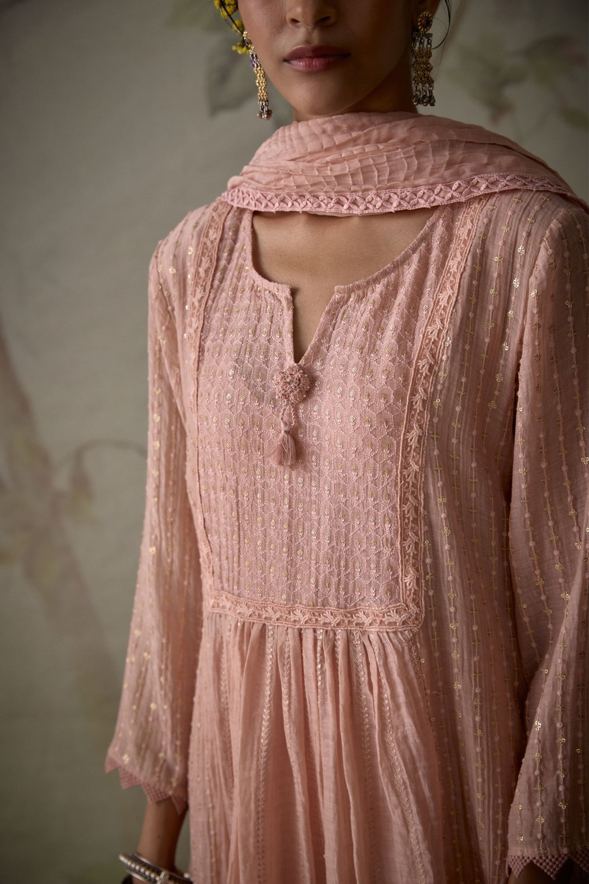 Pink A-line Kurta Set