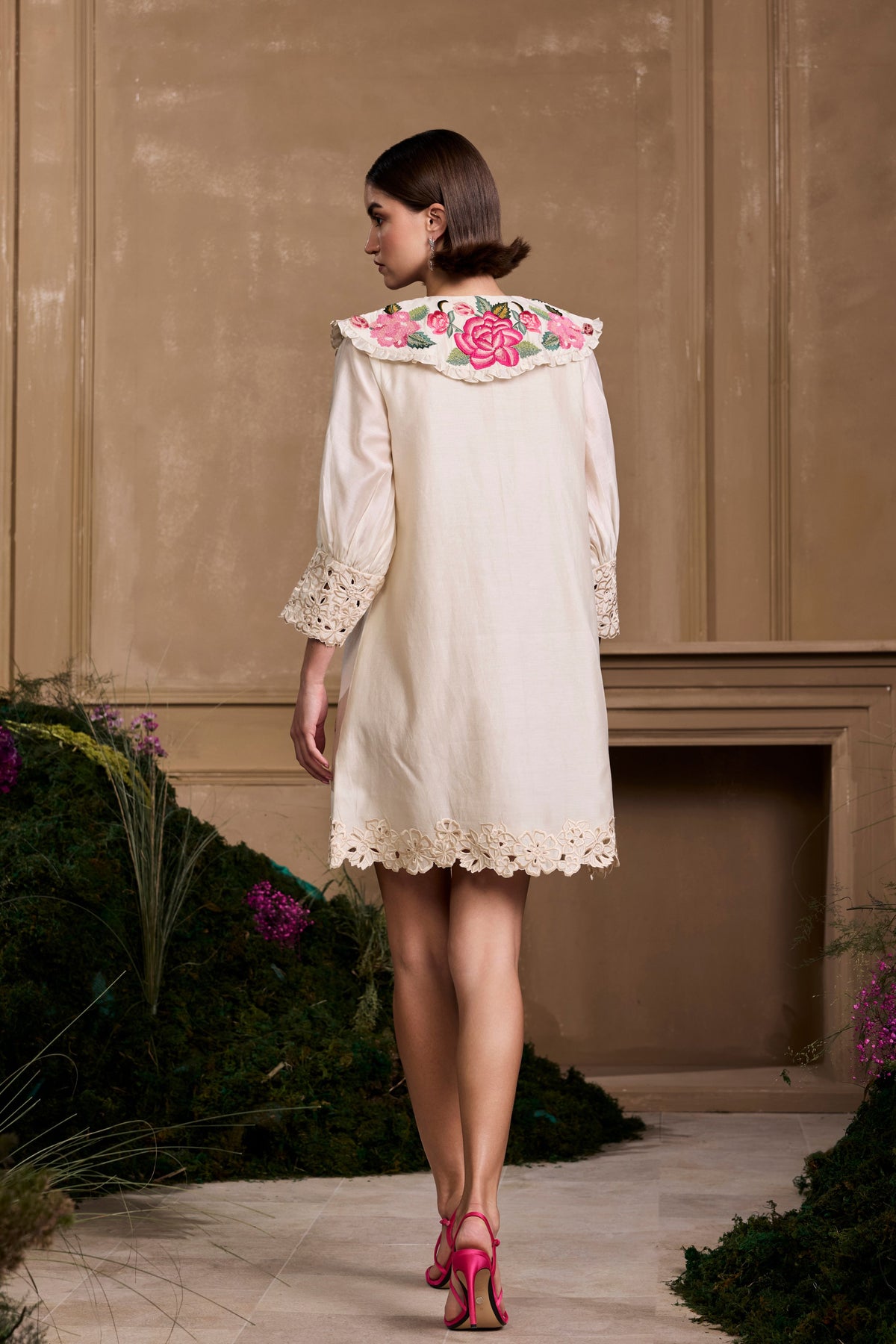 Ivory Rose Collared Short Dress