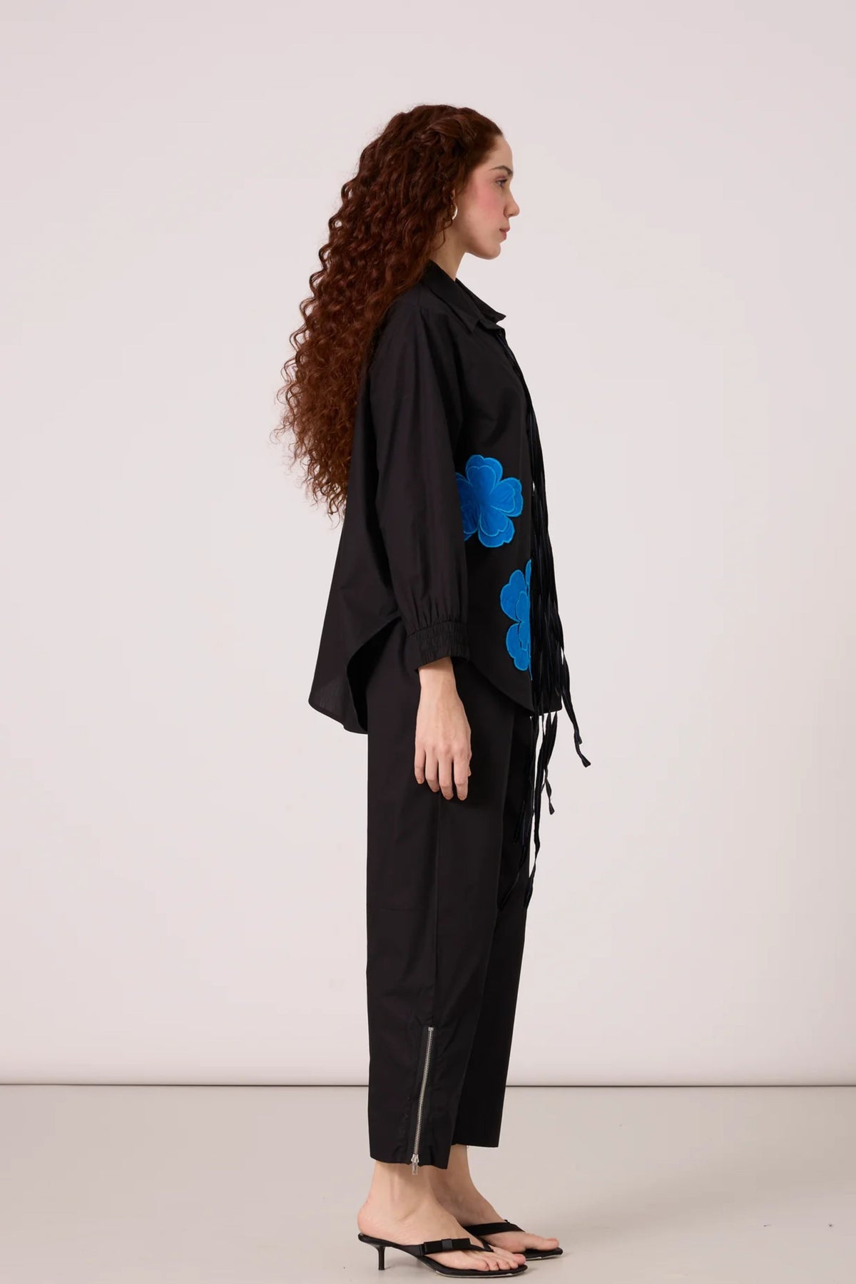 Sasha Applique Black Shirt