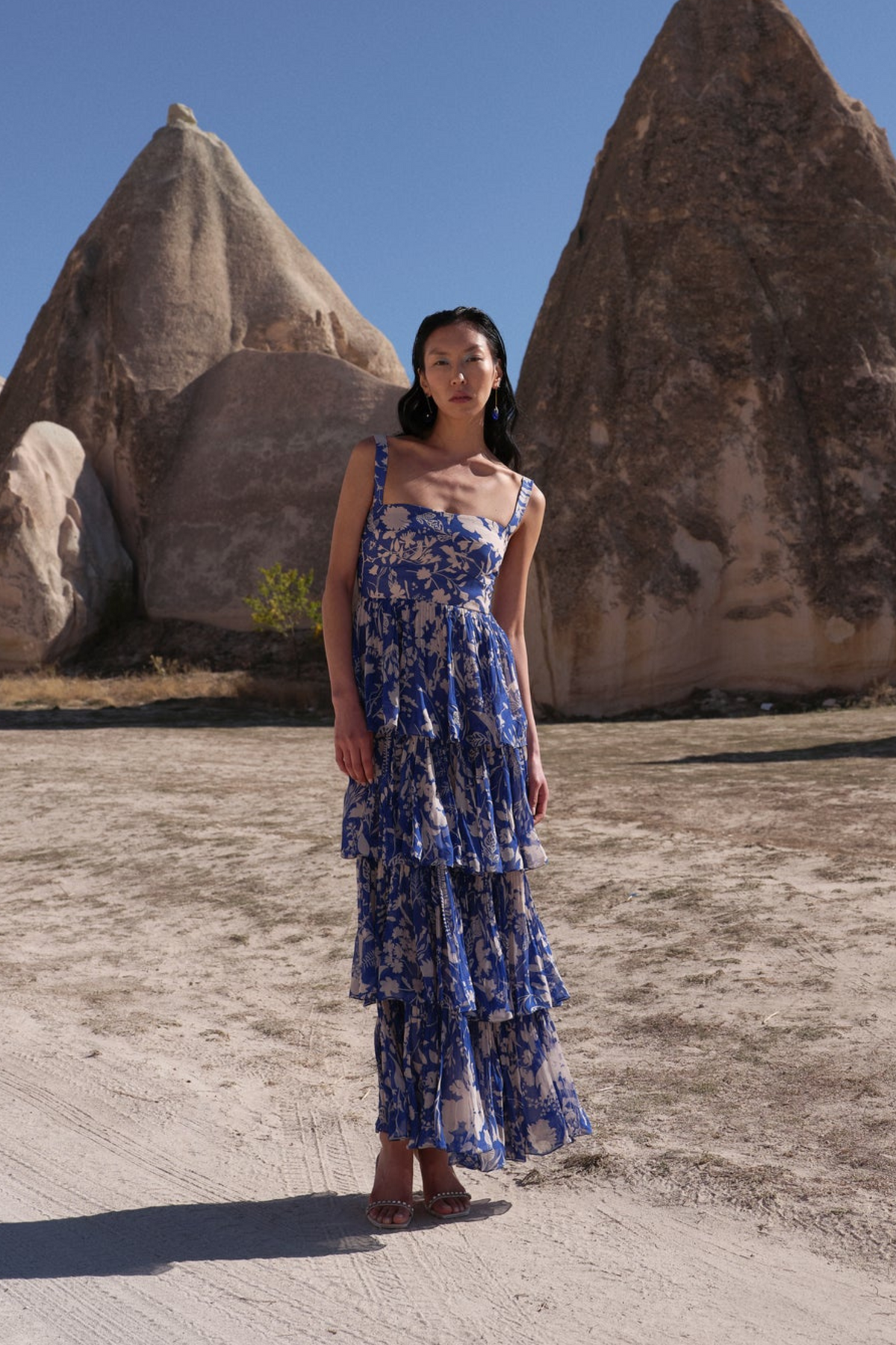 4-tiered Printed Maxi Dress