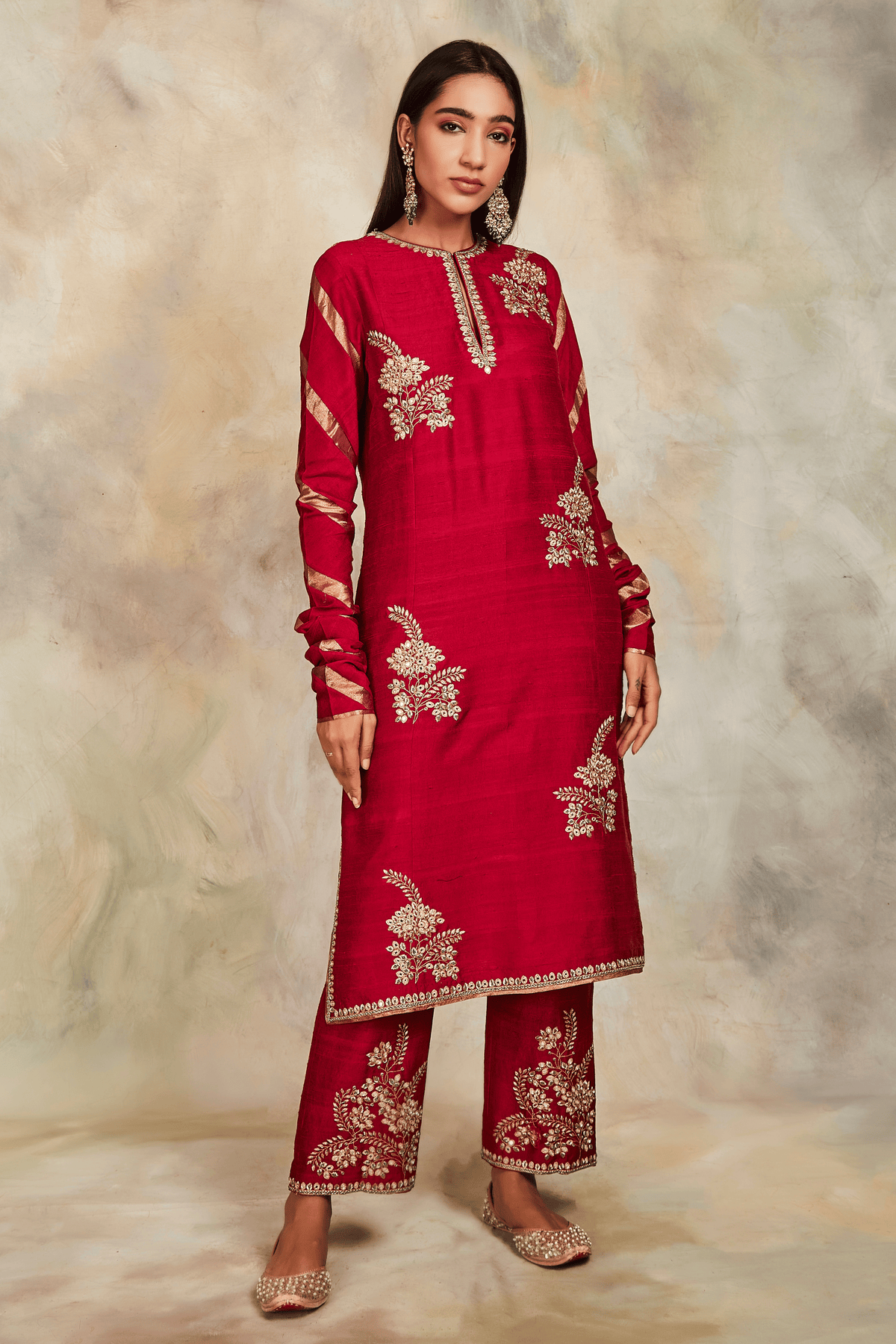 Maroon zardozi kurta set