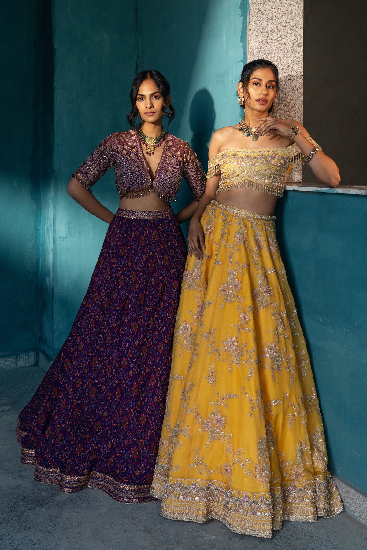 Yellow Hand Embroidered Lehenga Set