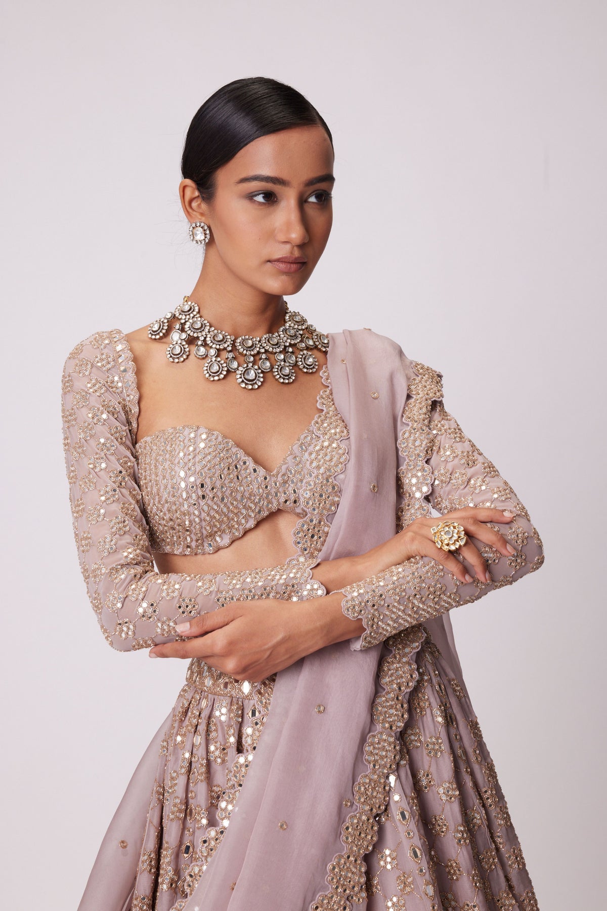 Ash Pink Lehenga Set