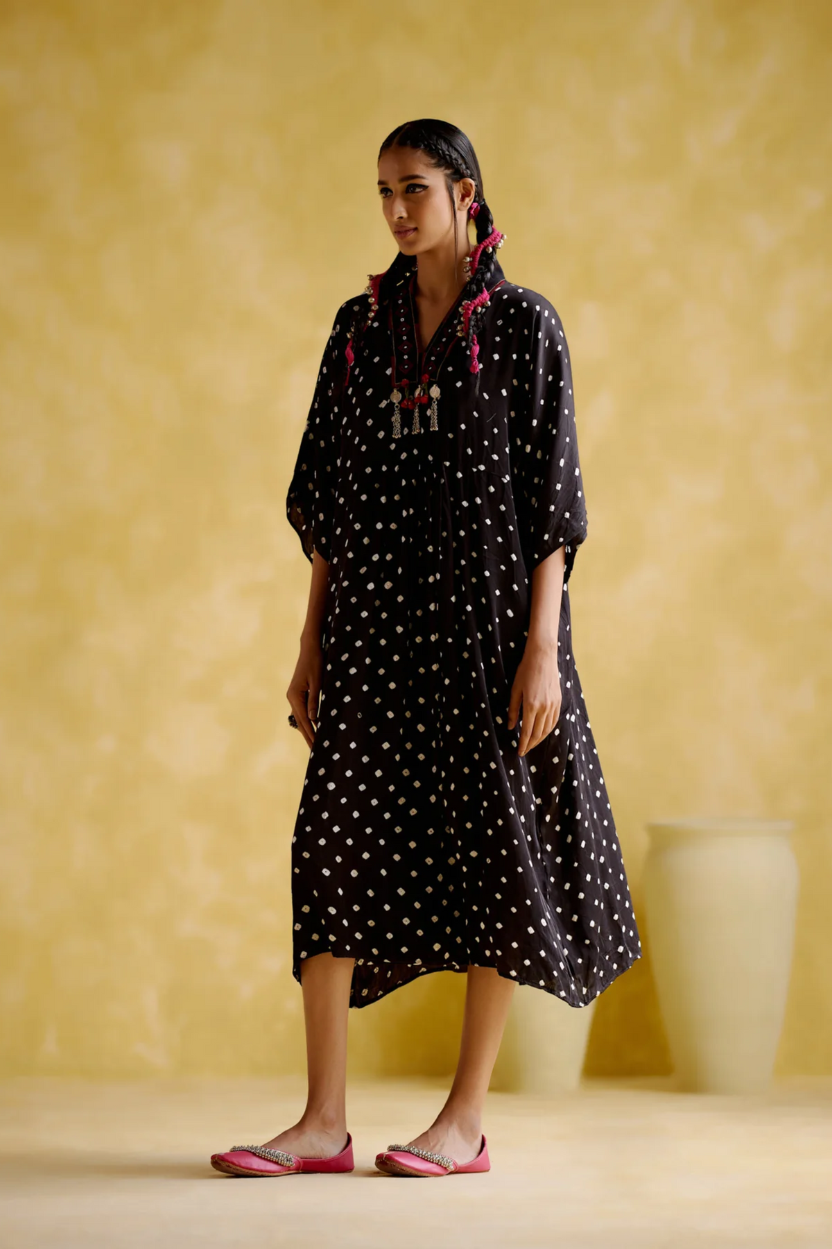 Devadarsana Black Handcrafted Kaftan