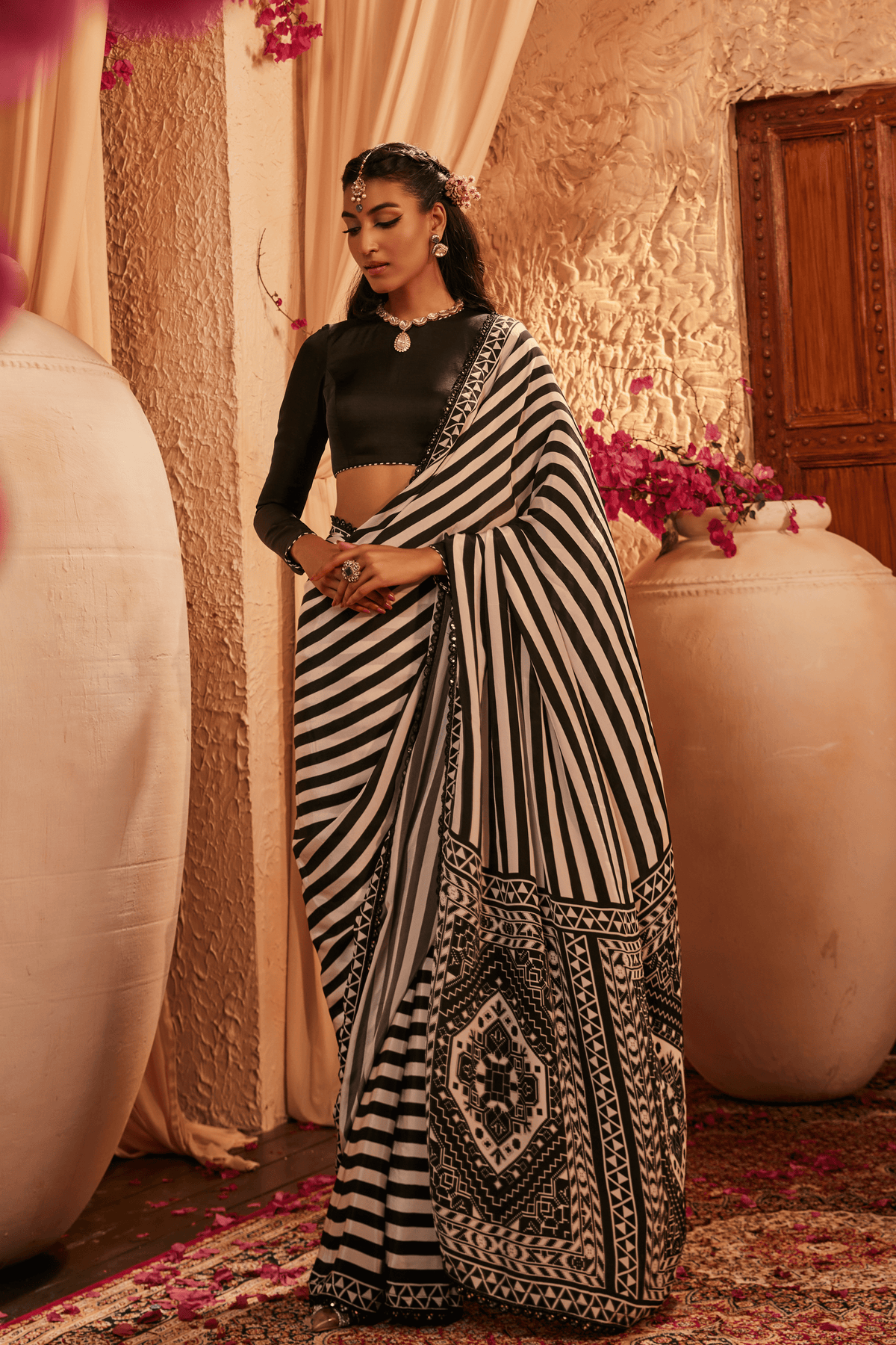 Cara Black Saree Set