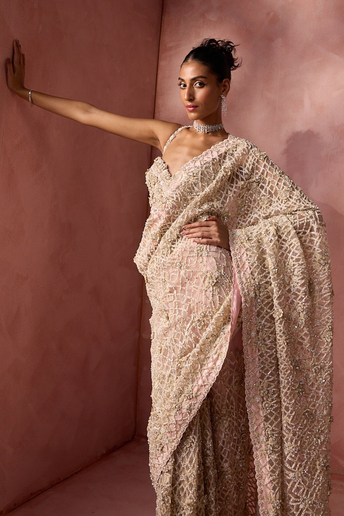 Blush Pink Saree Set