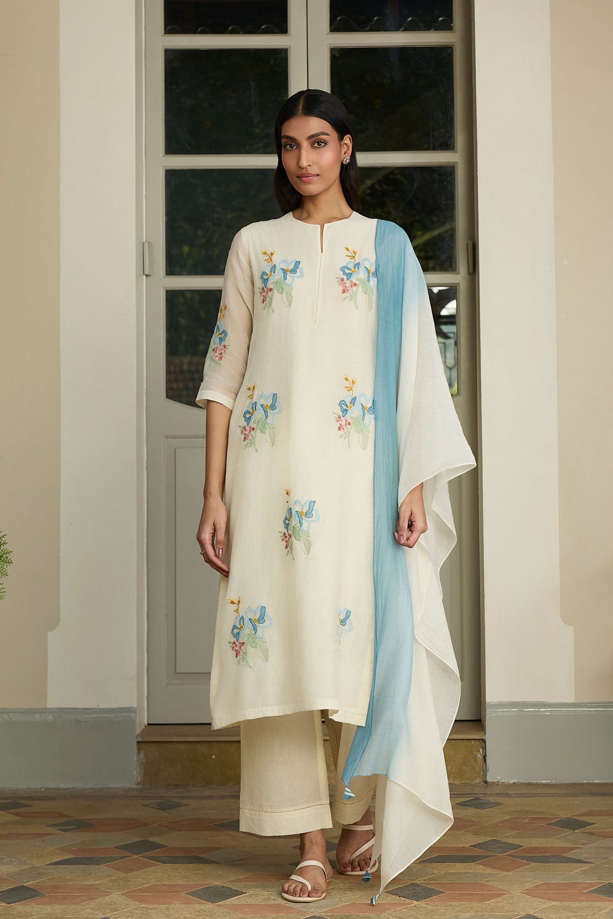 Ivory Floral Kurta Set
