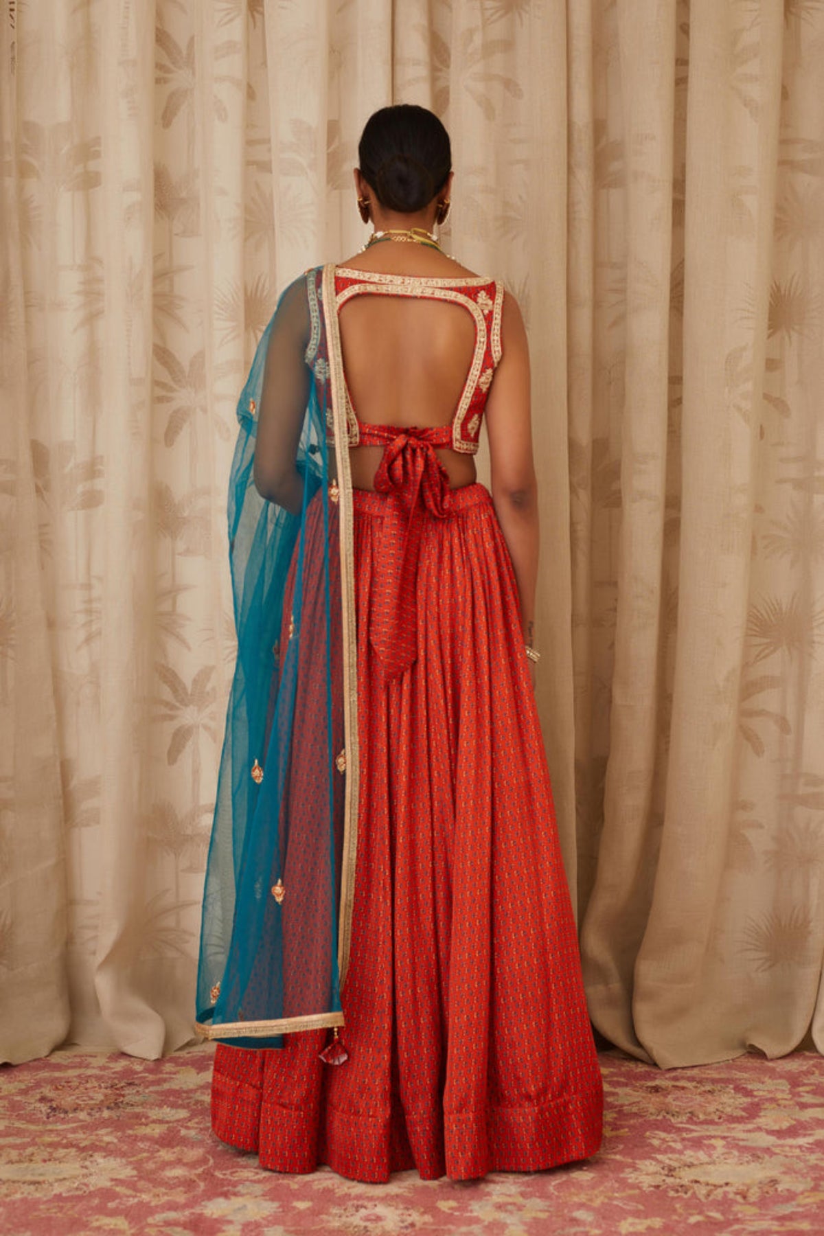 Burnt orange lehenga set