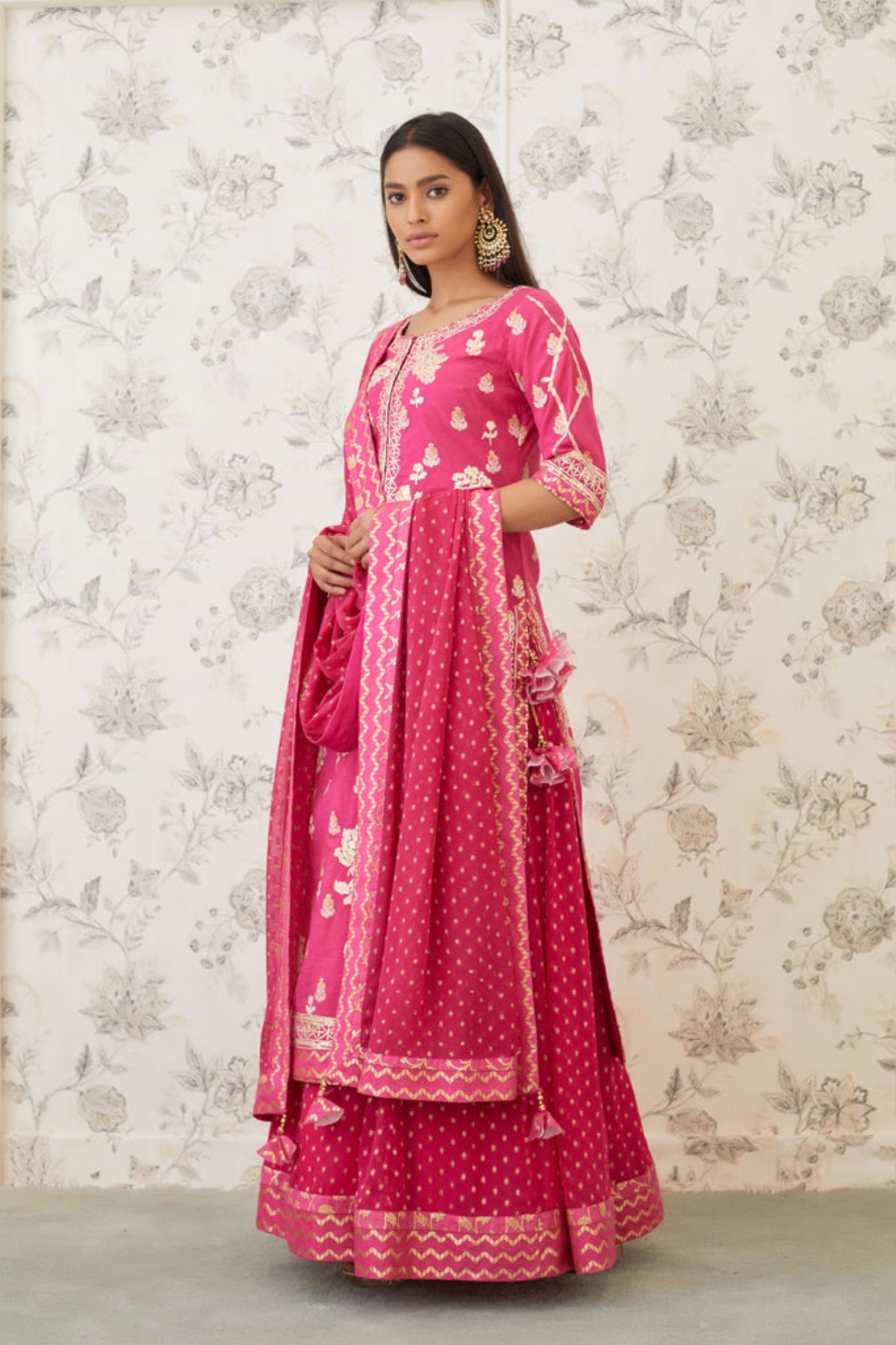 Magenta kurti lehenga set