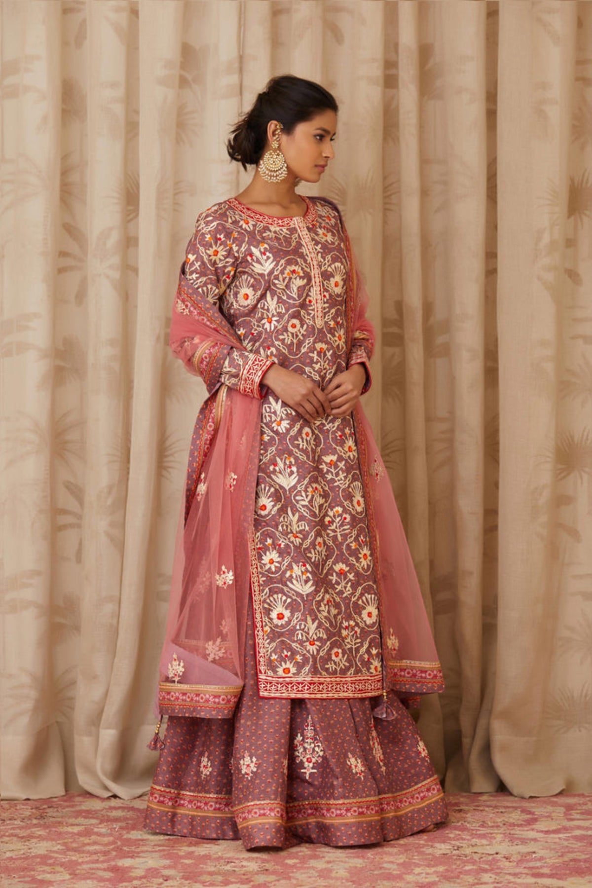Lavender kurti lehenga set