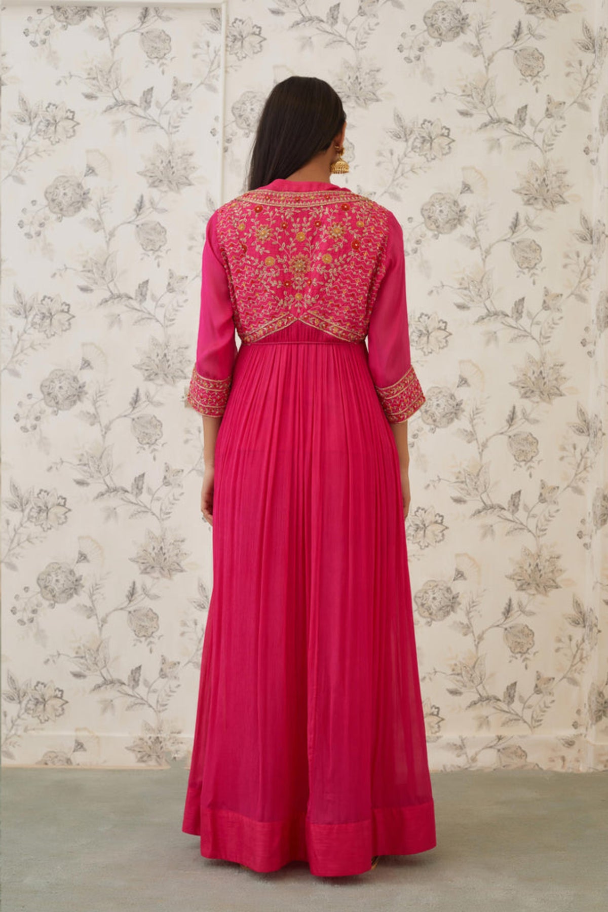 Hot pink angrakha set