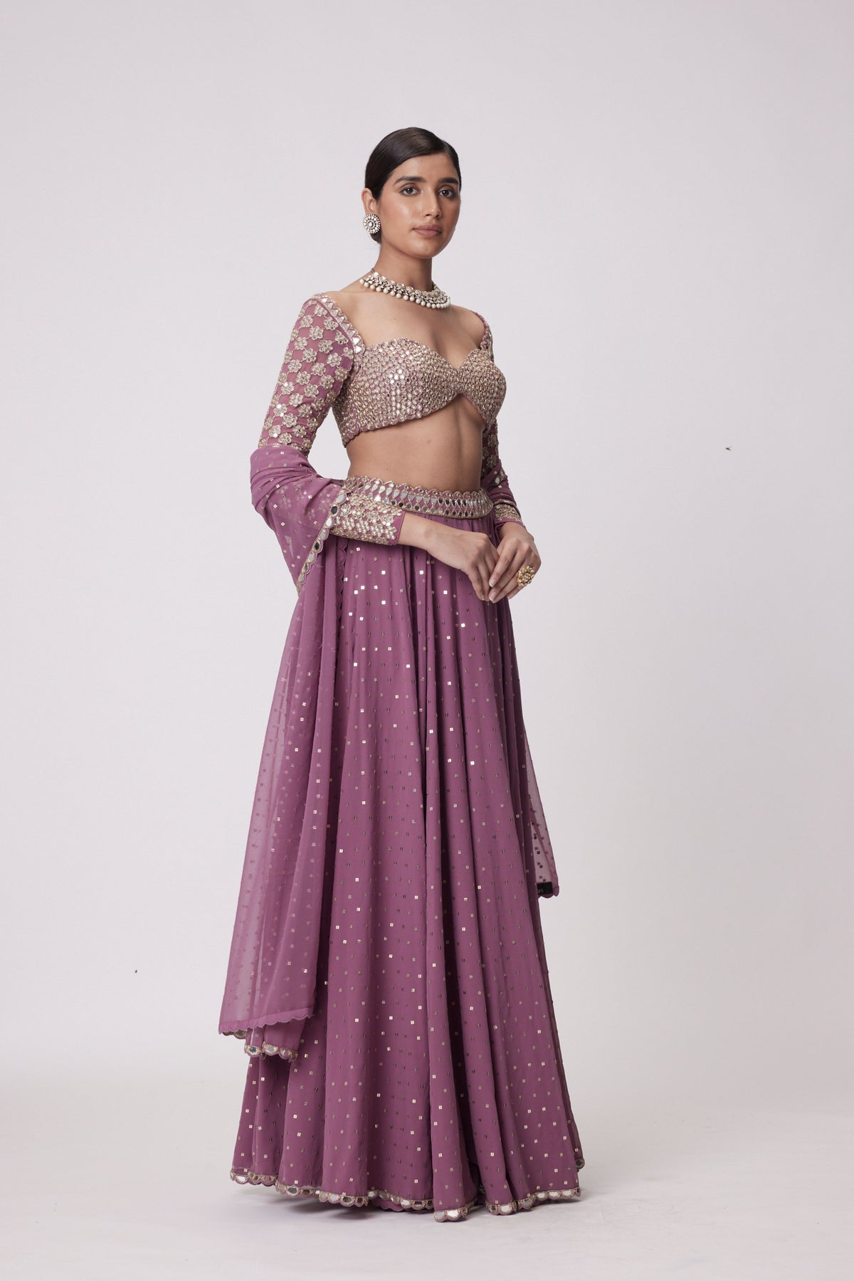 Mud Mauve Lehenga Pants Set