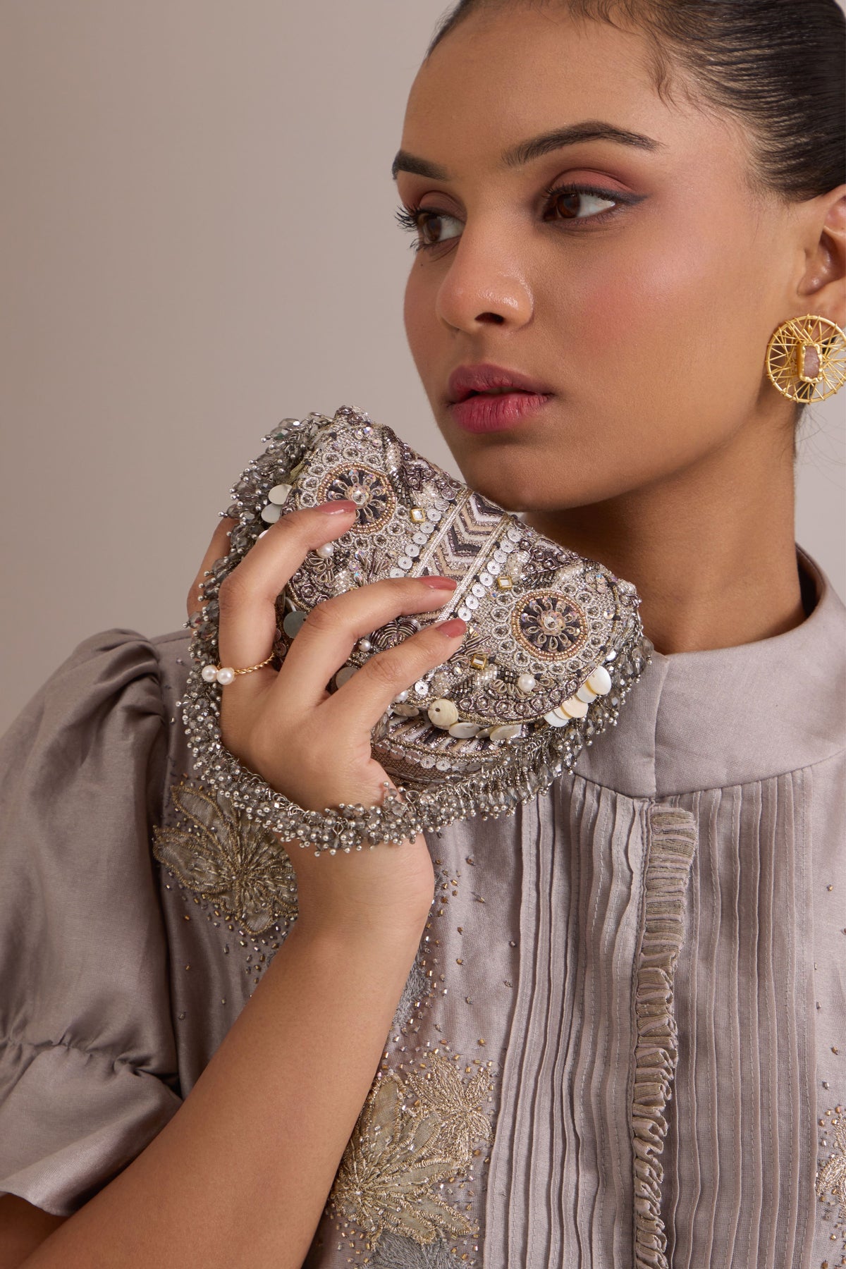 Rangrez Mini Vintage Silver Clutch