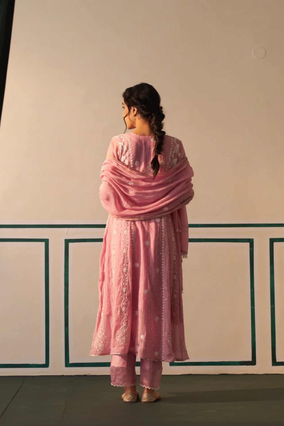 Pink  Anarkali Set