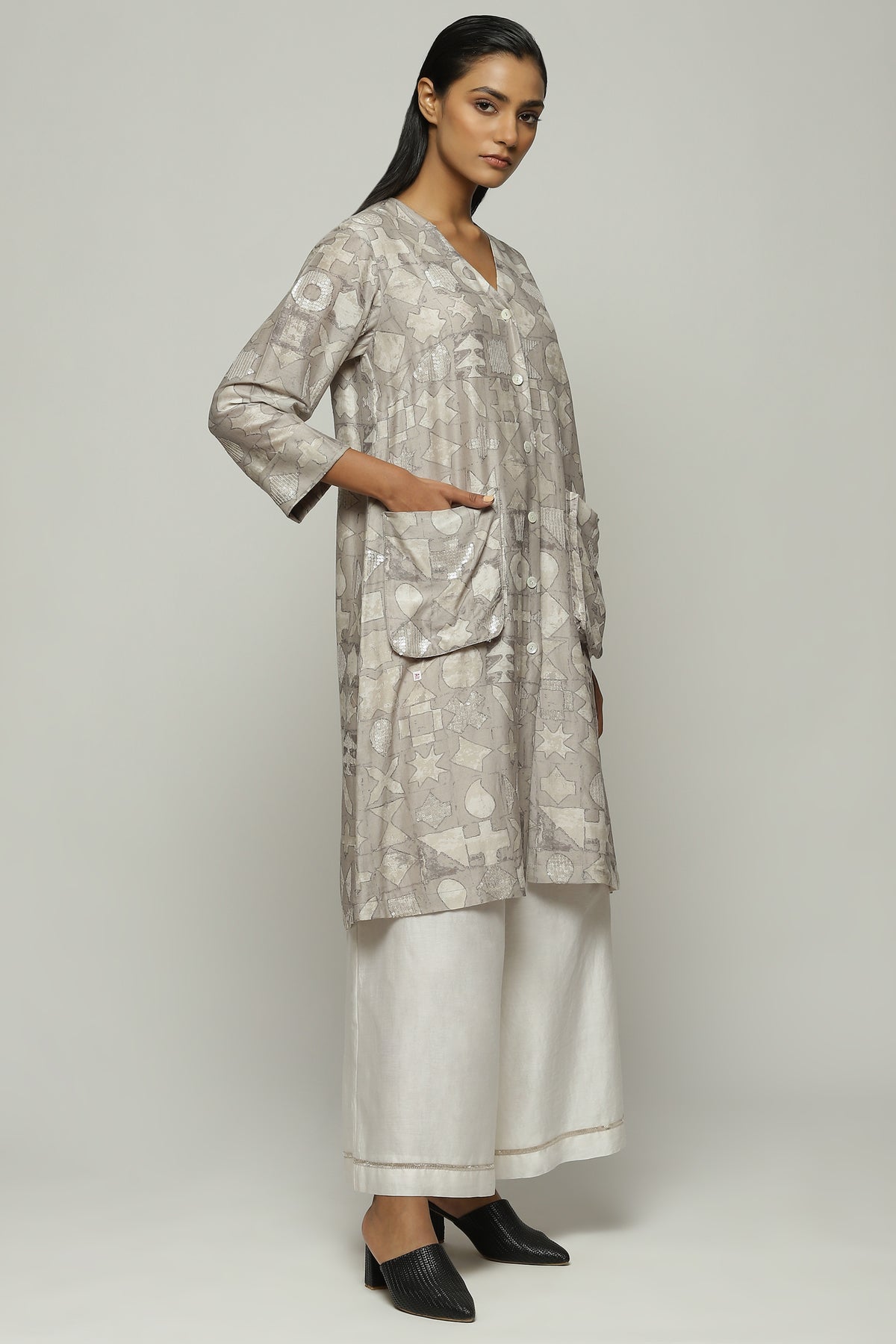 Symbol Print And Sequins Jacket