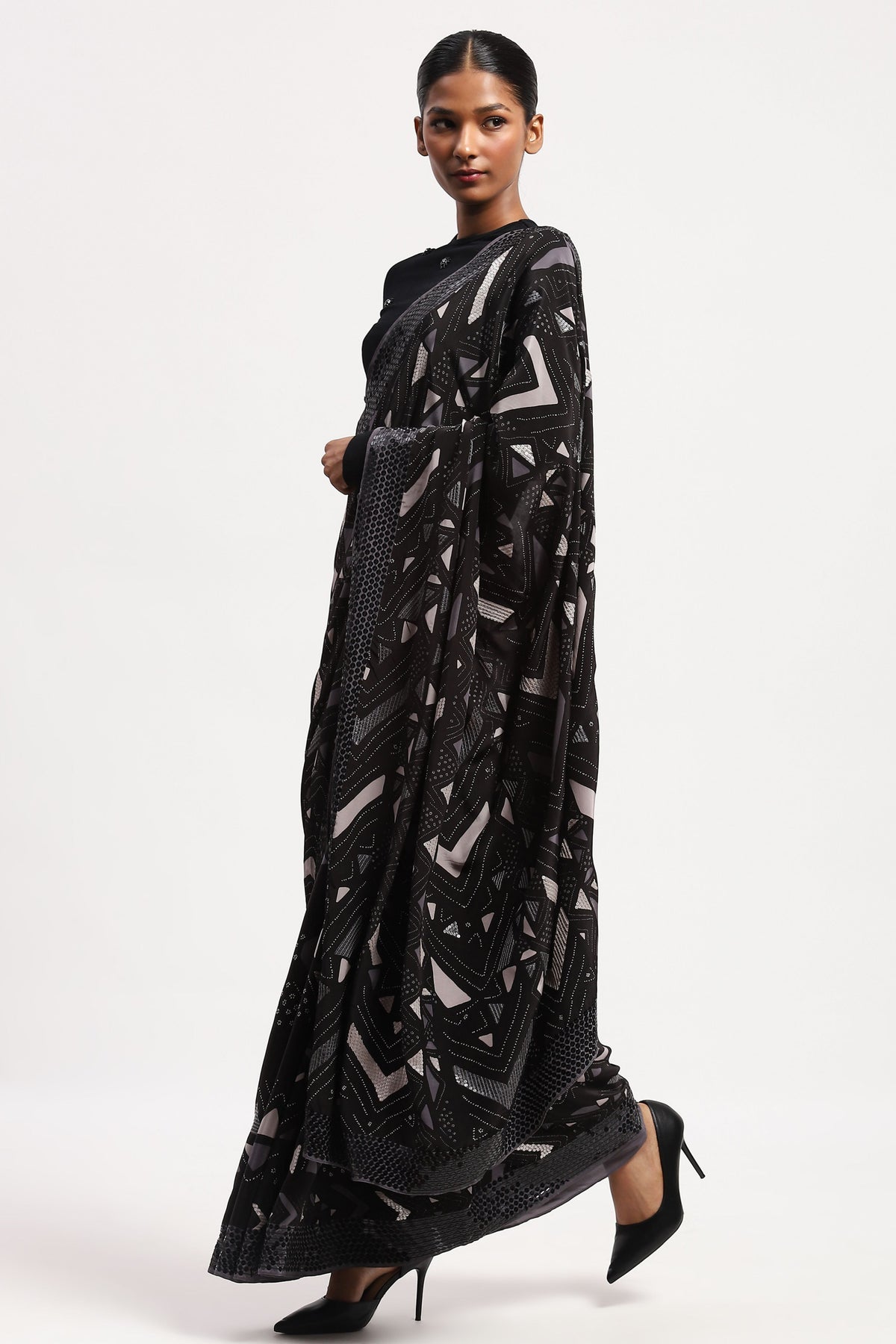 Embellished Chevron Saree