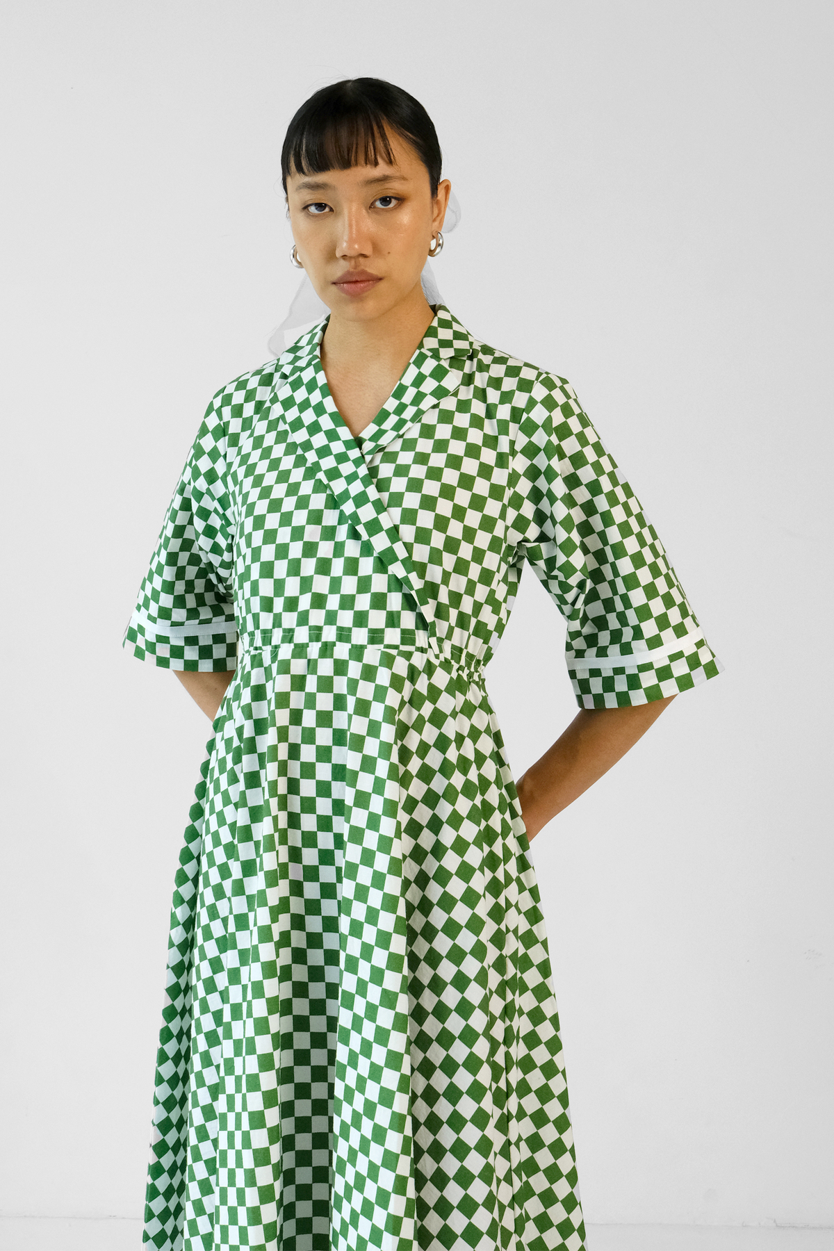 Green Checks Printed Dress