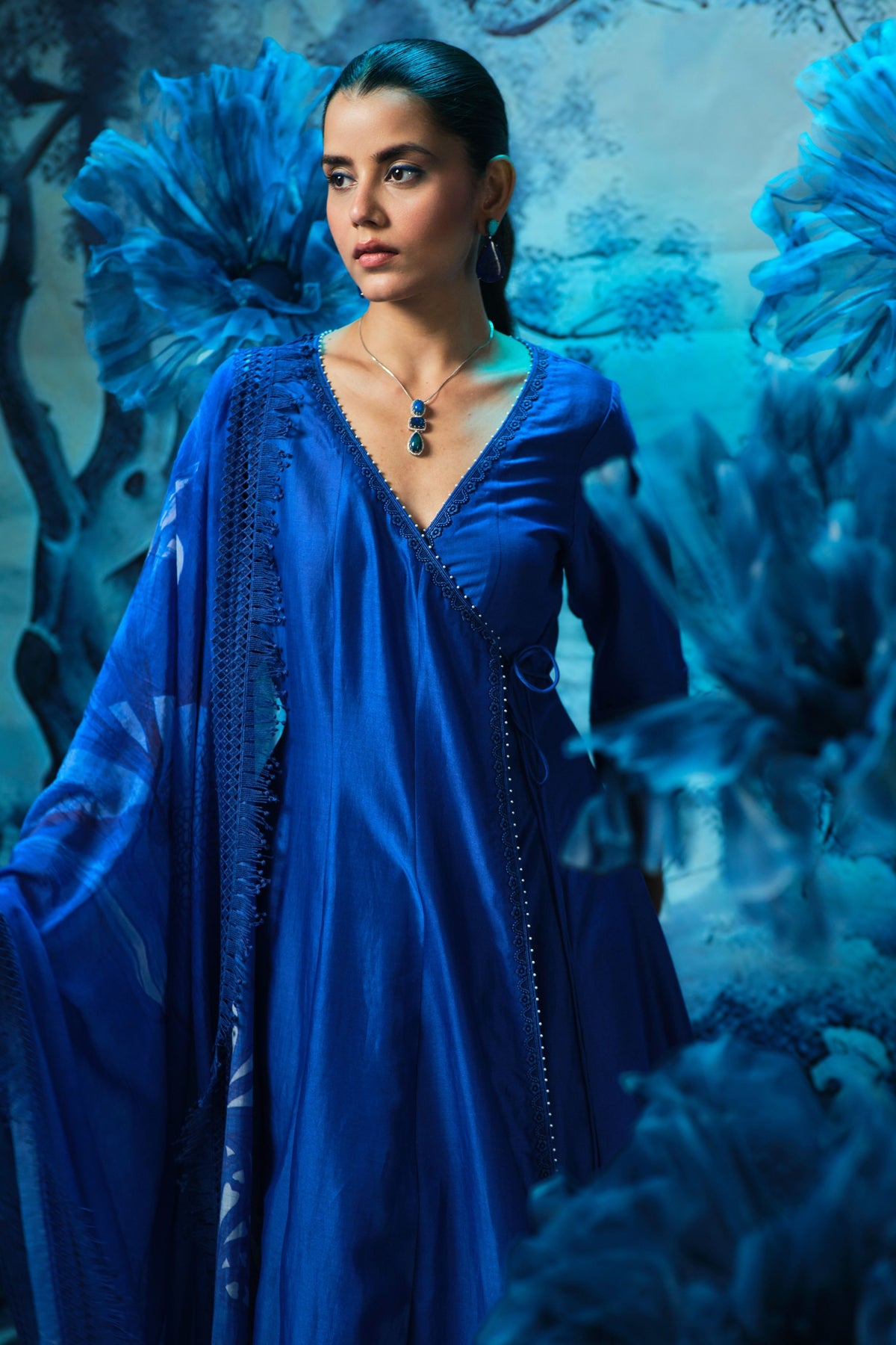 Indigo Anarkali Set