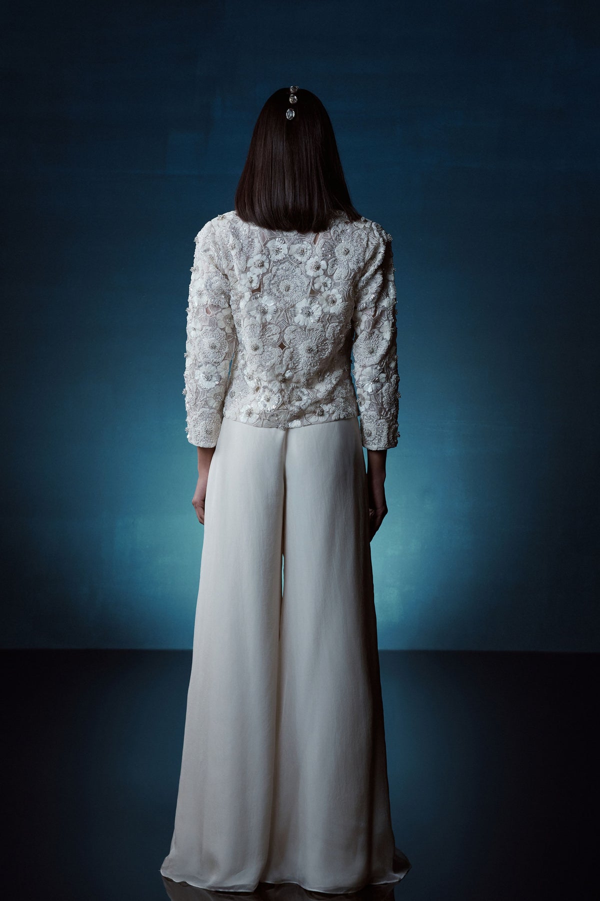Ivory Embroidered Short Jacket Set