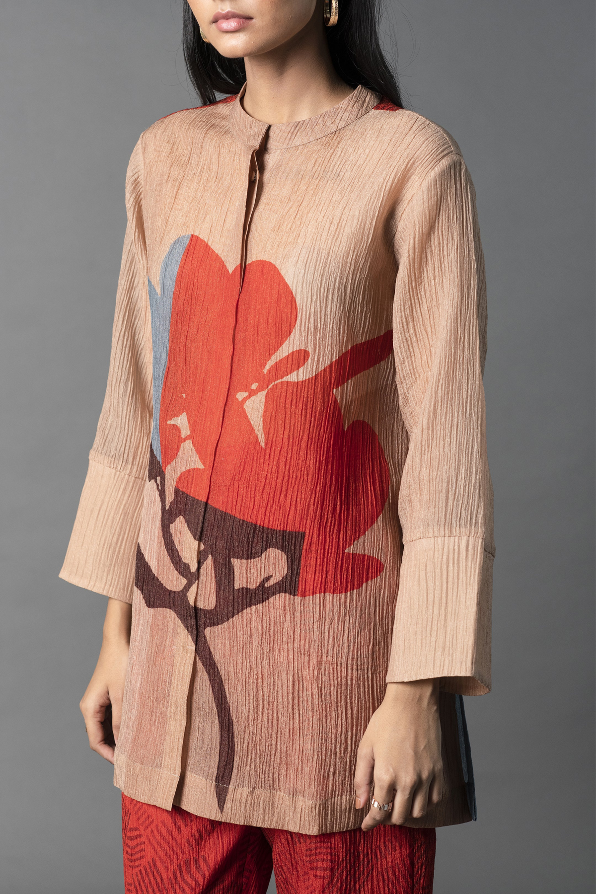 Beige Red Co-ord Set