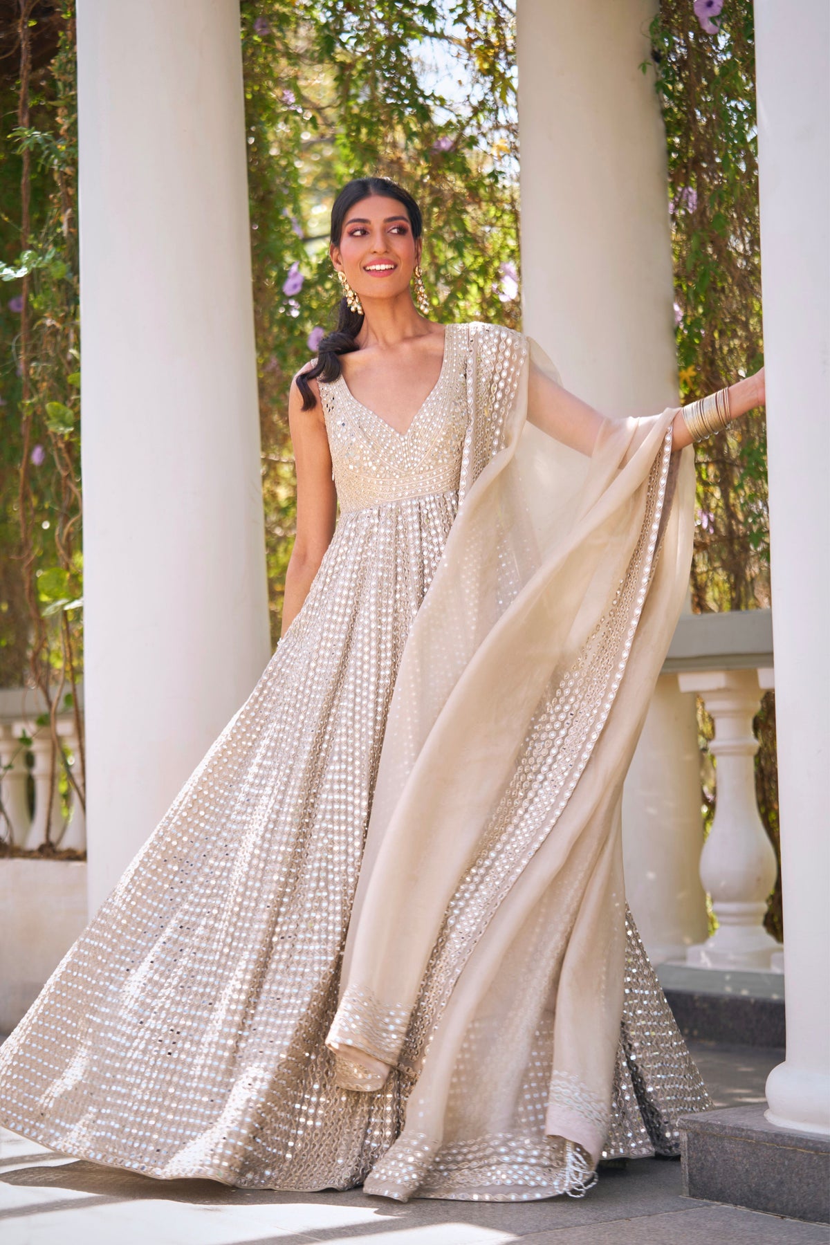 Moon Grey Anarkali set