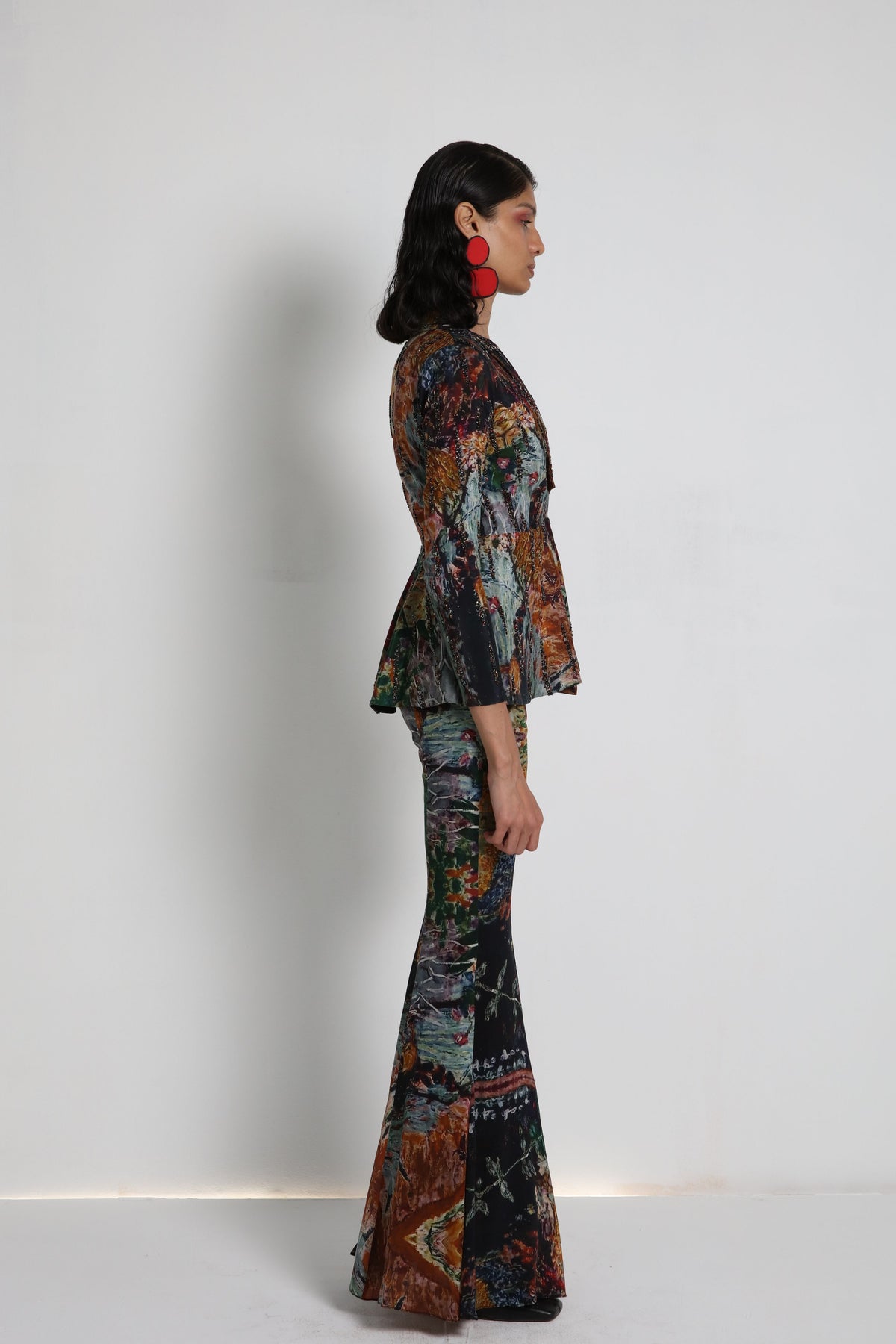 Multicolour Digital Embroidered Sharara Set