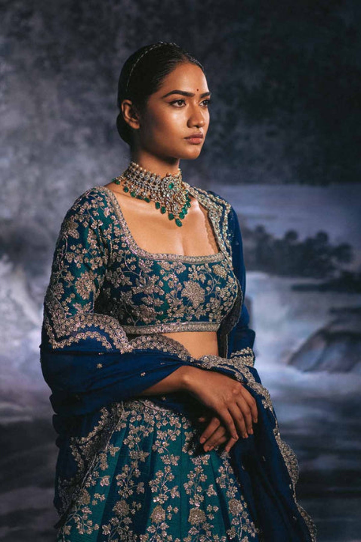 Emerald green aarna lehenga