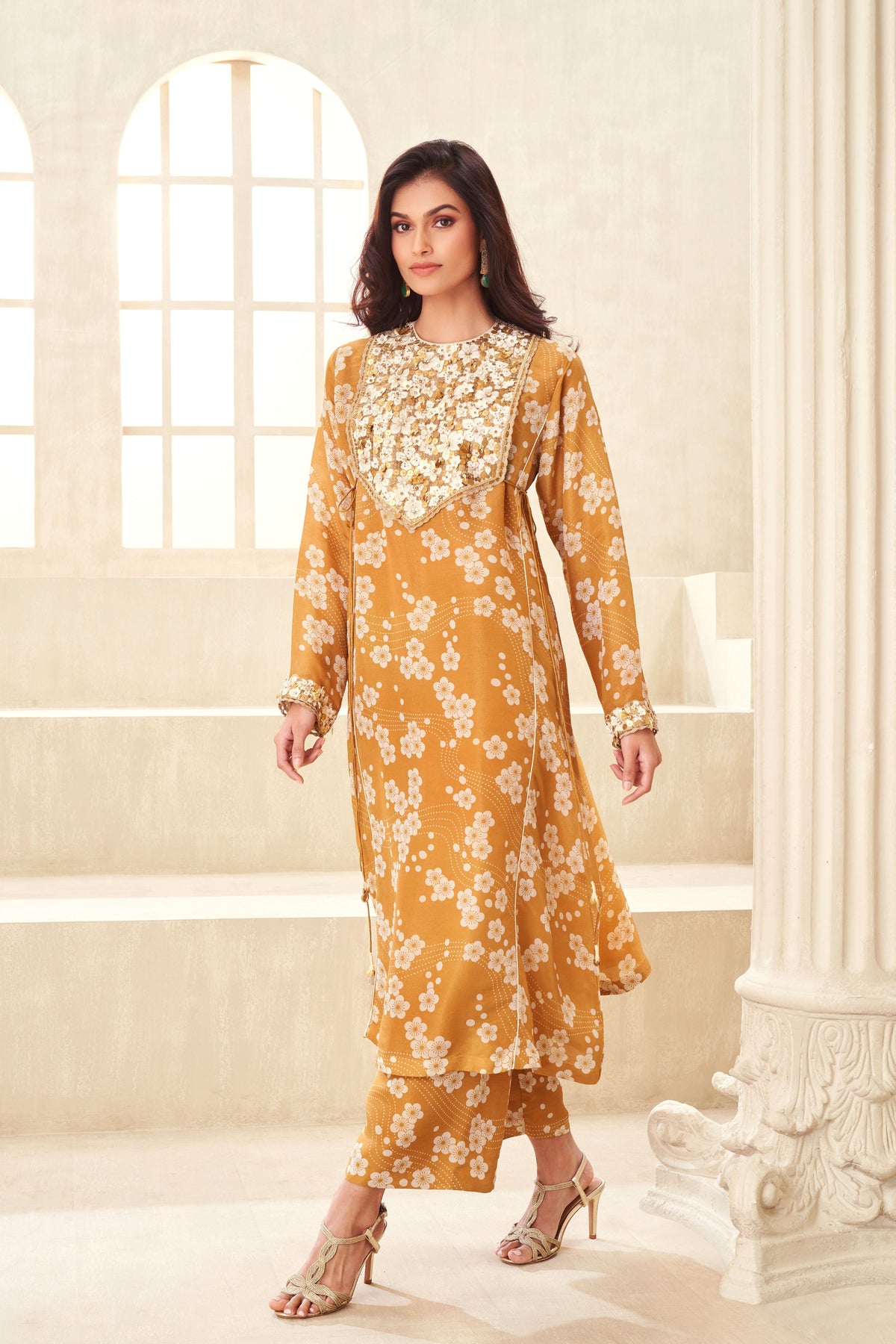 Gold Printed Kurta Set