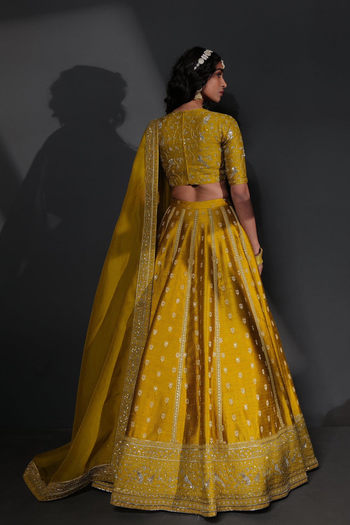 Mustard Embroidery Lehenga Set