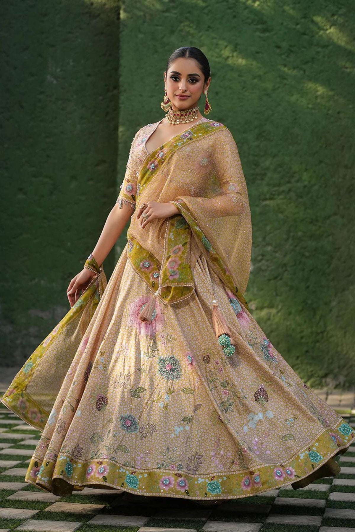 Mughal Lehenga Set in Yellow