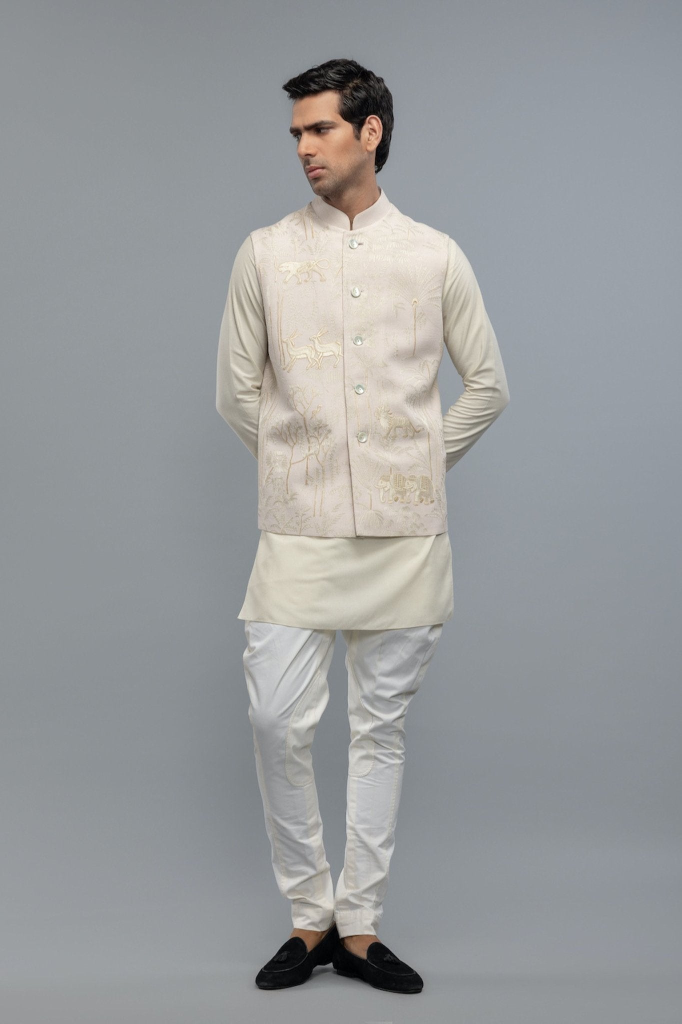 Ivory Matka Bundi - Rohit Bal Menswear - Elahe