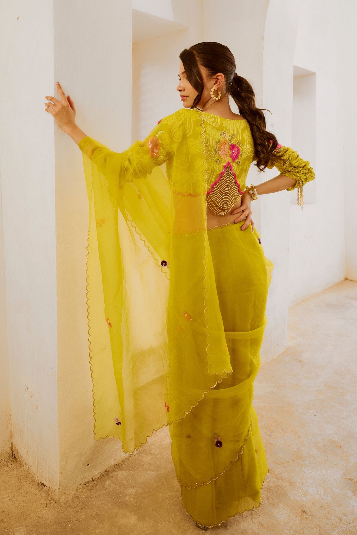 Lemon Green Dil-bagh Saree Blouse