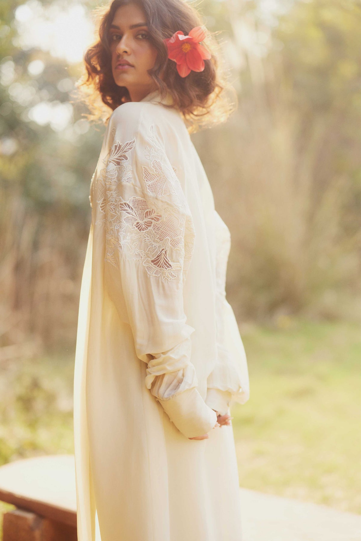 Ivory Embroidered Jacket Set