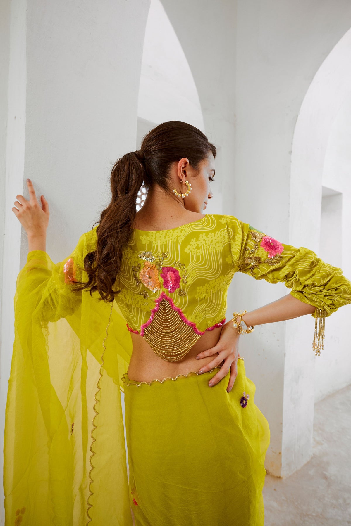 Lemon Green Dil-bagh Saree Blouse