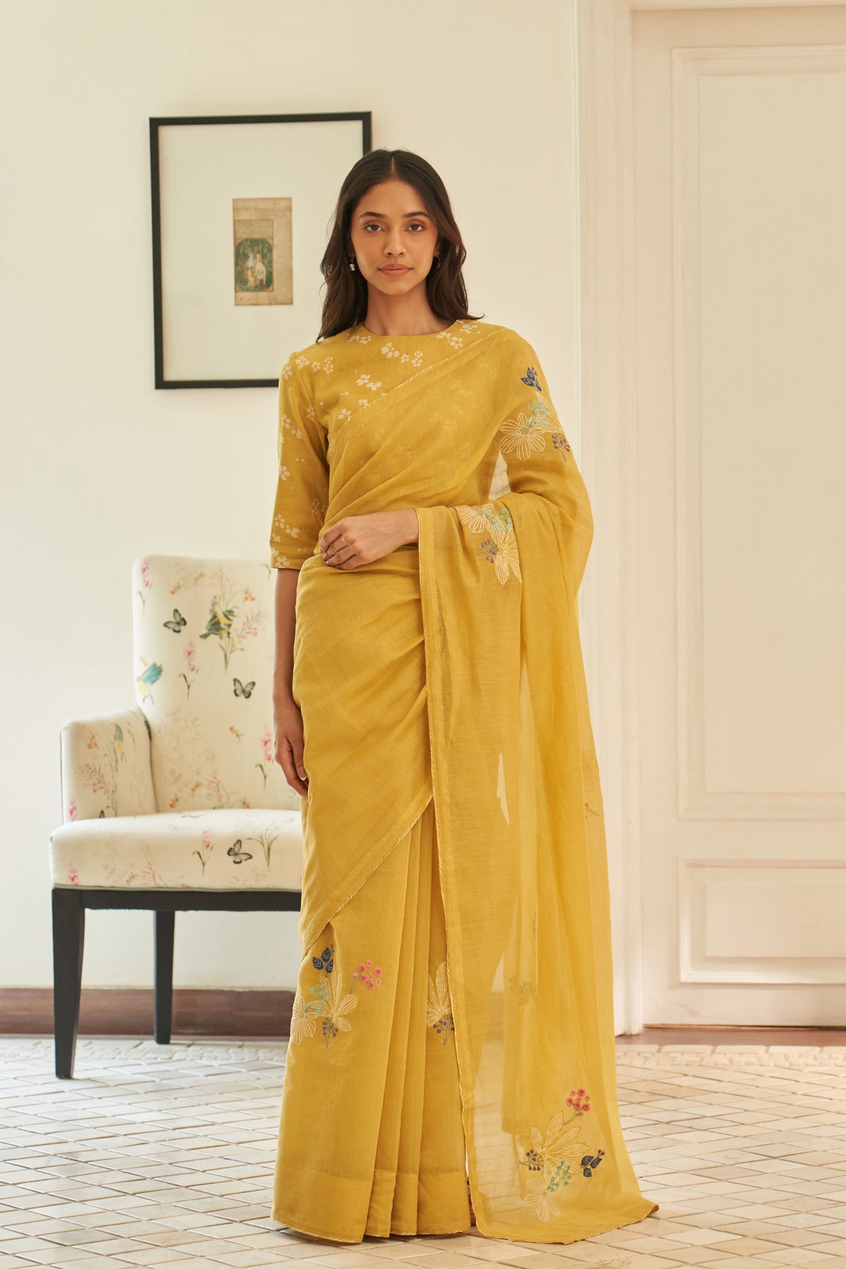 Rue Floral Threadwork Saree