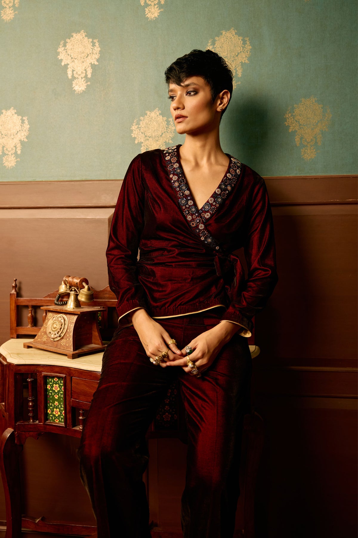 Sangria Front Tie Knot Jumpsuit