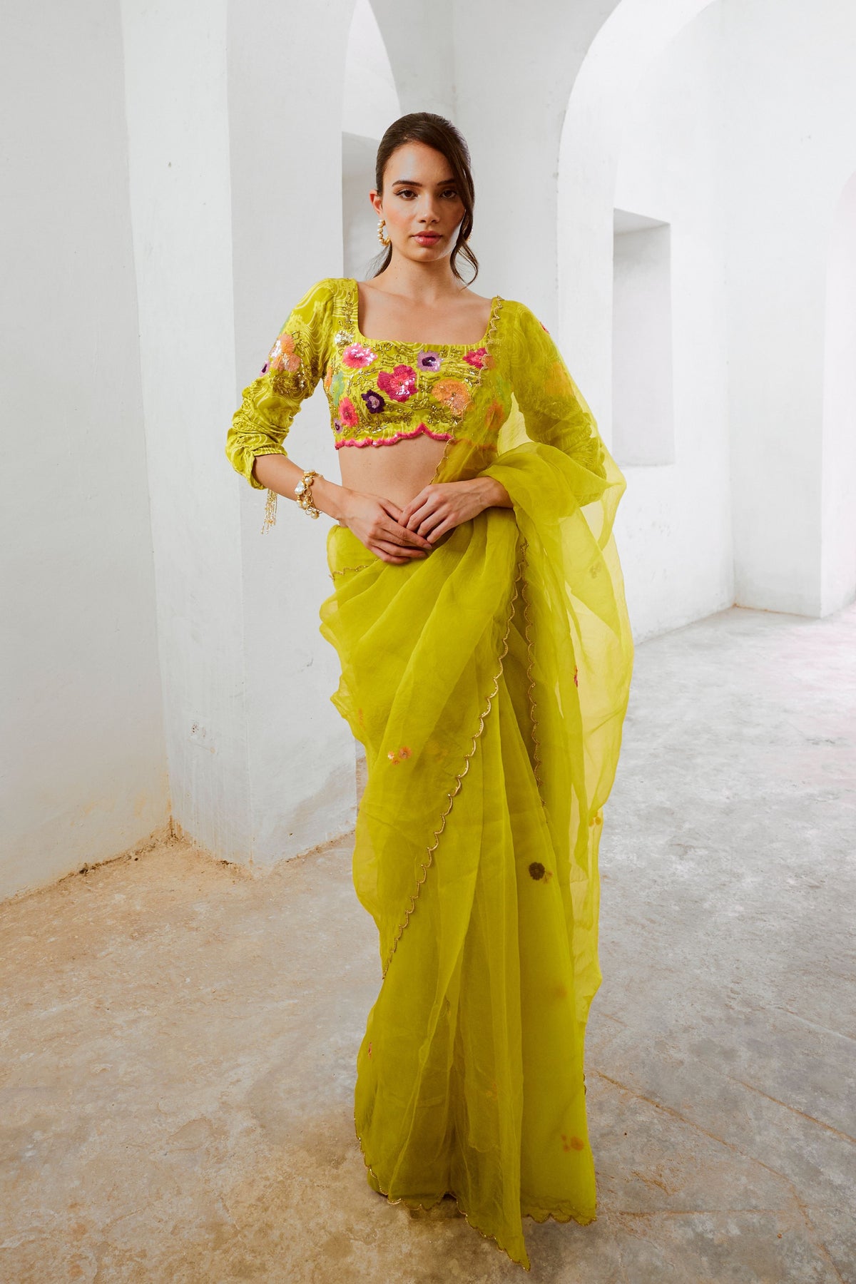 Lemon Green Dil-bagh Saree Blouse