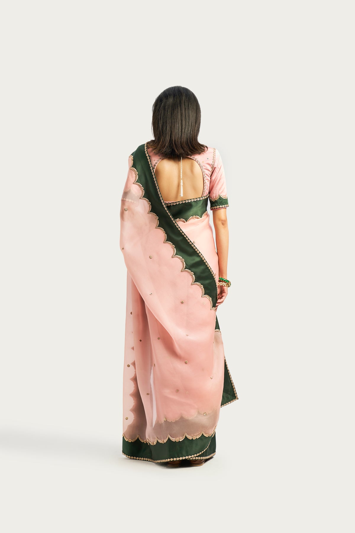 Firdaus olive embroidered saree