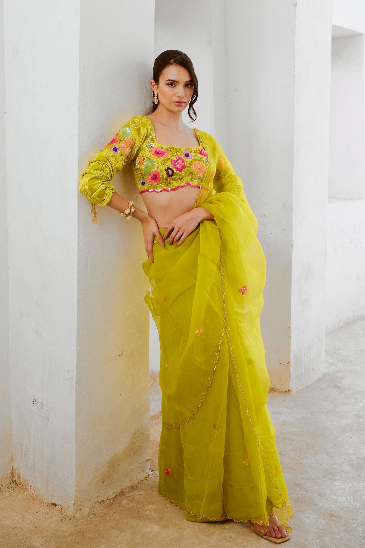 Lemon Green Dil-bagh Saree Blouse