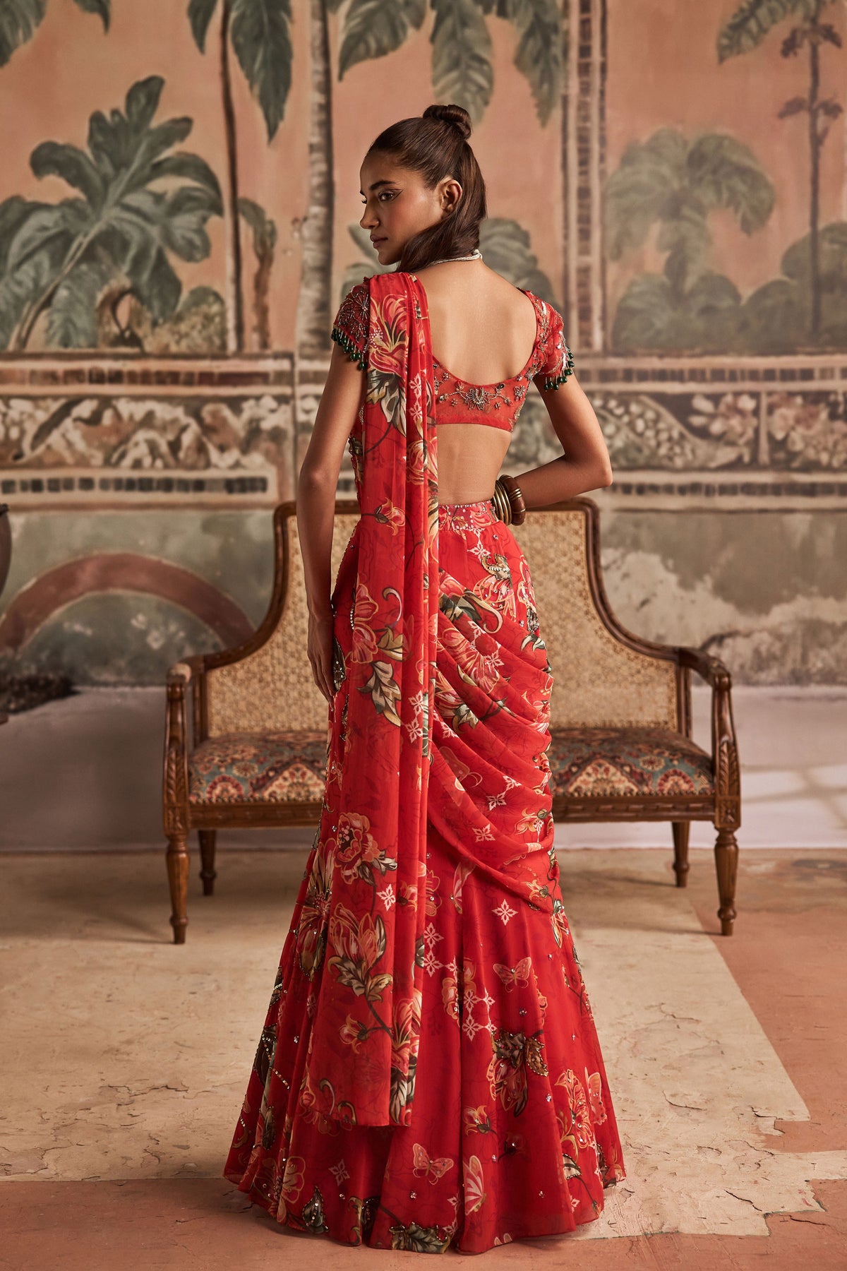 Sindoori Gul Draped Saree