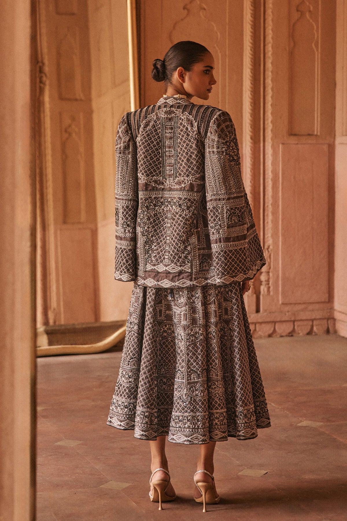 Dori Embroidered Cropped Lehenga With Jacket