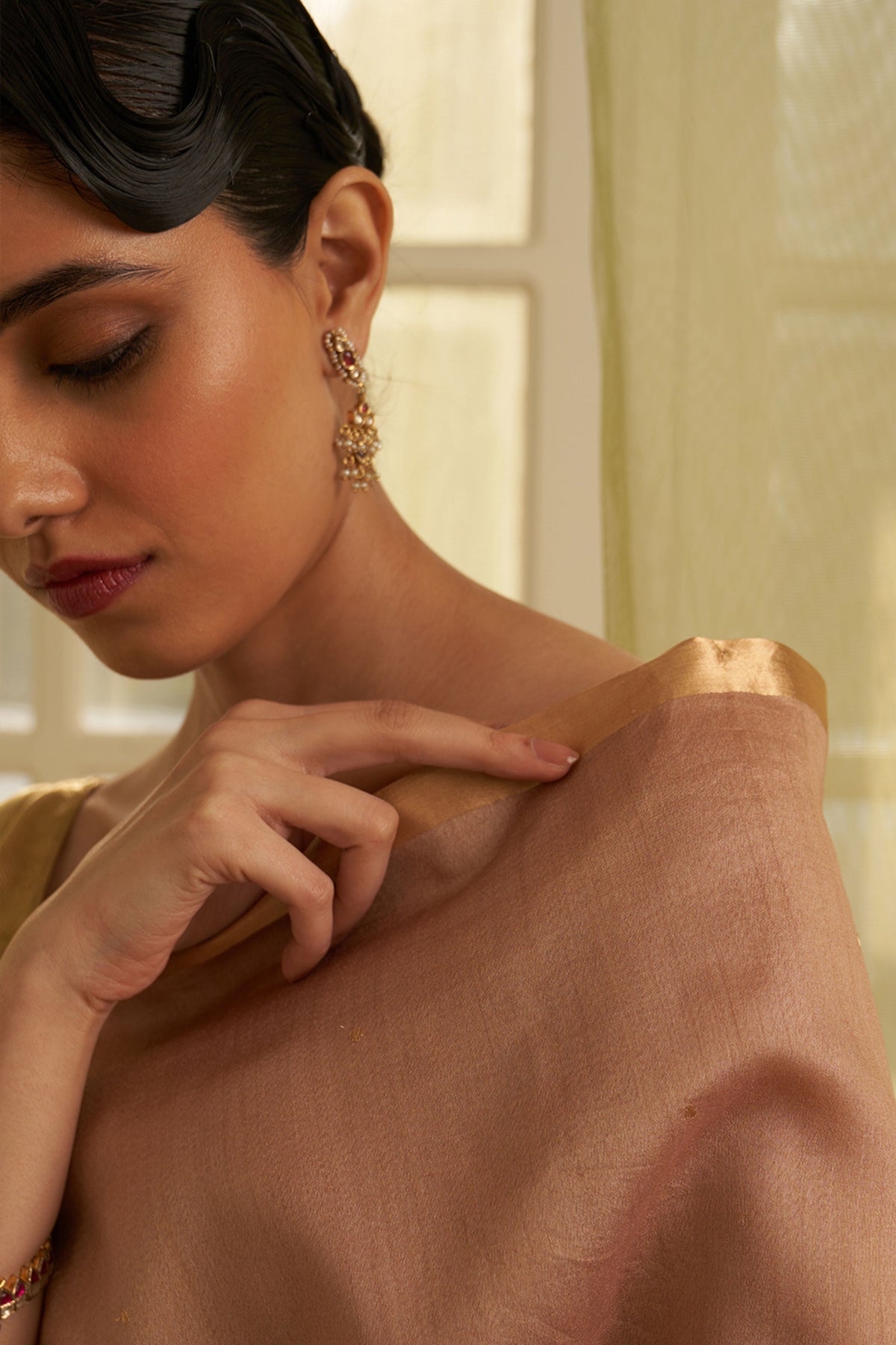 Dusty Pink Handloom Tussar Saree