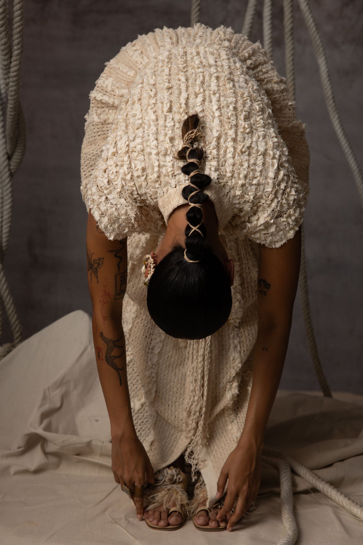 Ivory Ruched  Dress