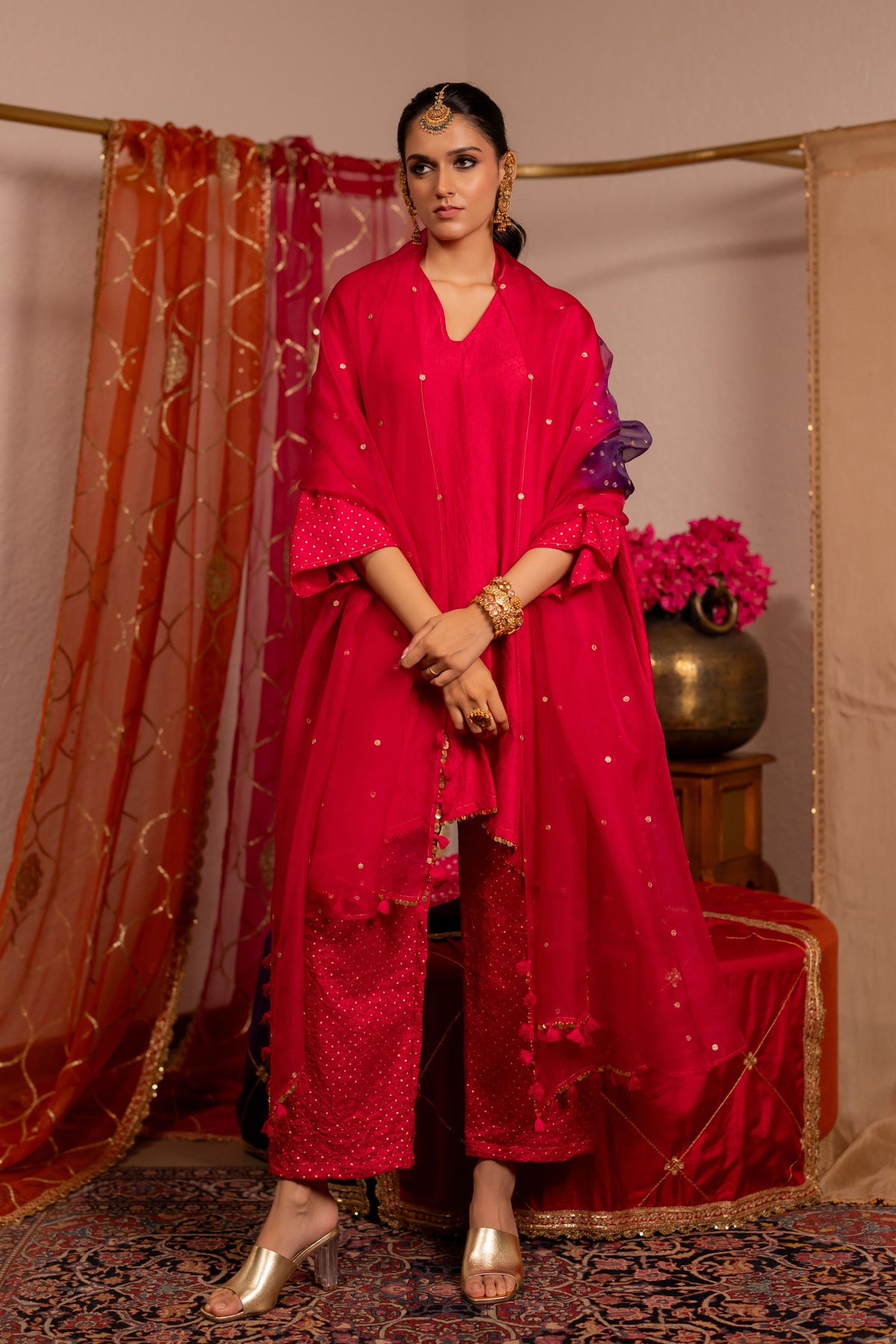 Pink Organza Gul Dupatta