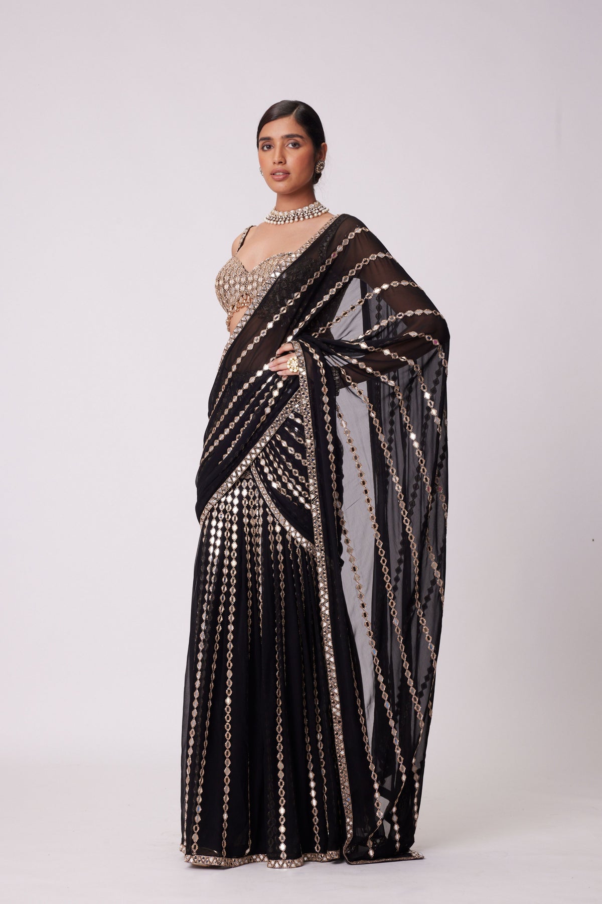 Black Saree Set